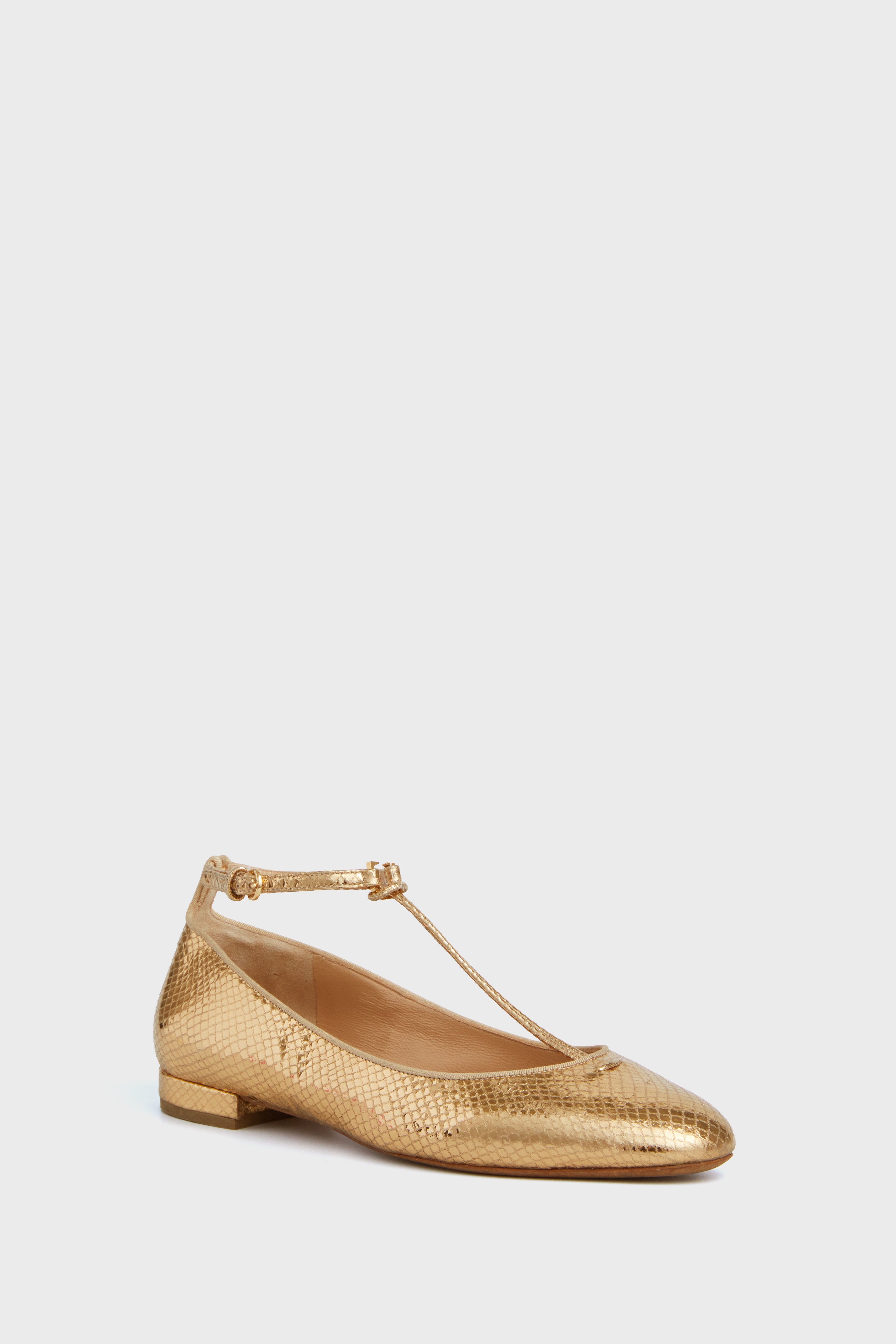 Gold Mary Jane Ballet Flats-Beilave