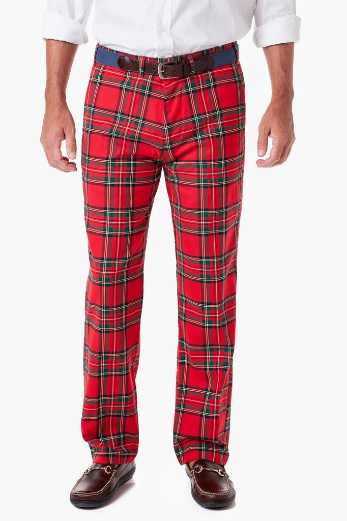 Royal Stewart Tartan Stretch Twill Harbor Pants (32" Inseam)-Beilave
