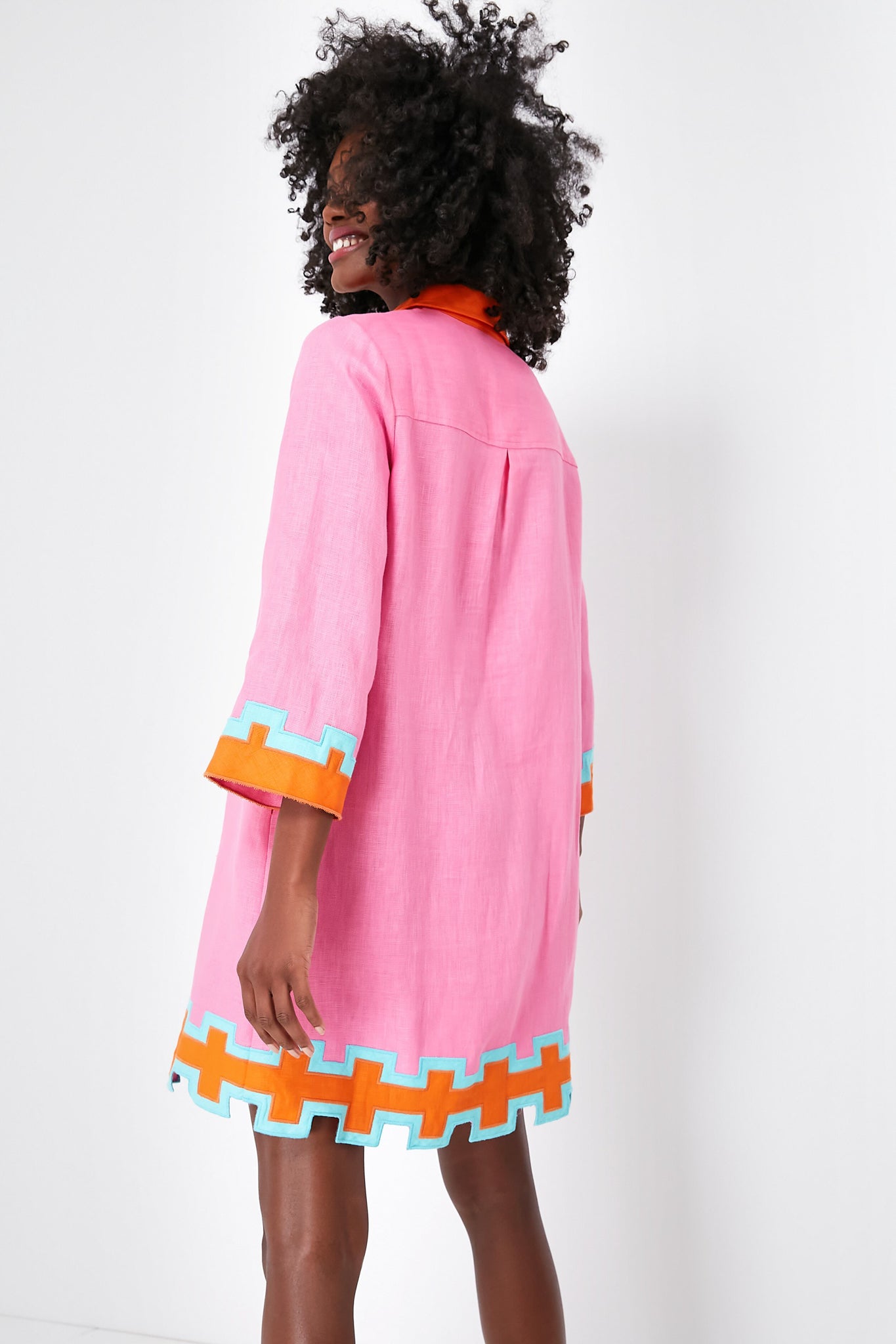 Peony Pink and Tangerine Collier Dress-Beilave