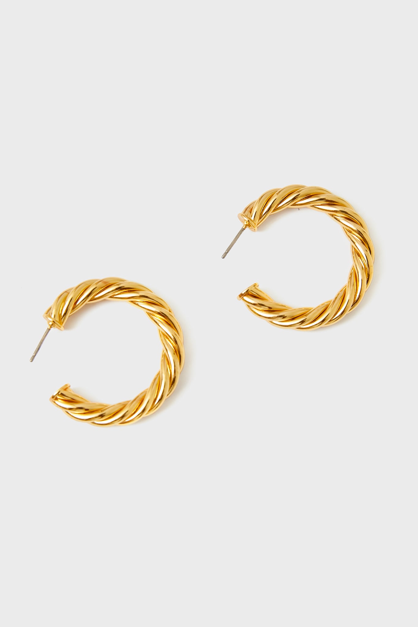 Gold French Twist Large Hoop Earrings-Beilave