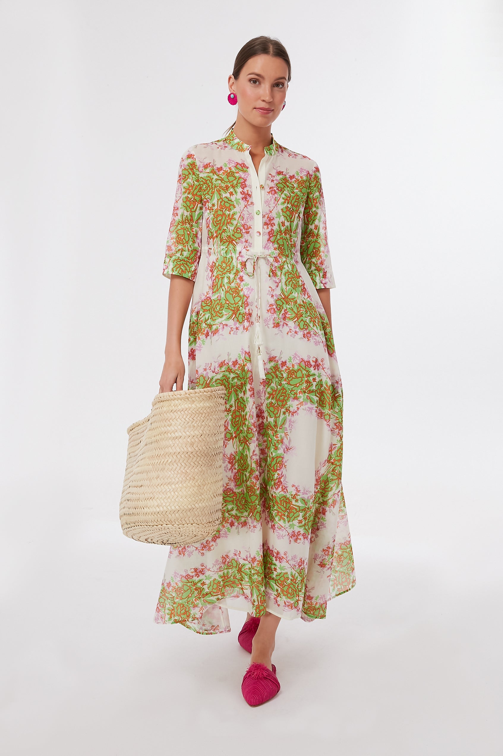 Rayure Fleurie Printed Shirtdress-Beilave