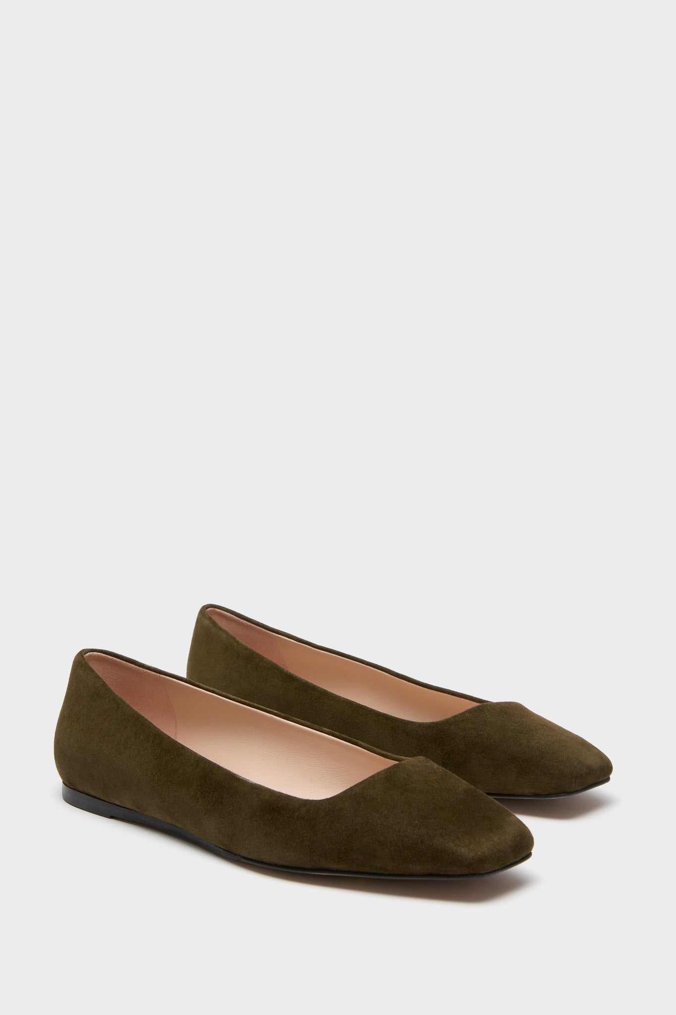 Dark Olive Suede Nadia Flats-Beilave
