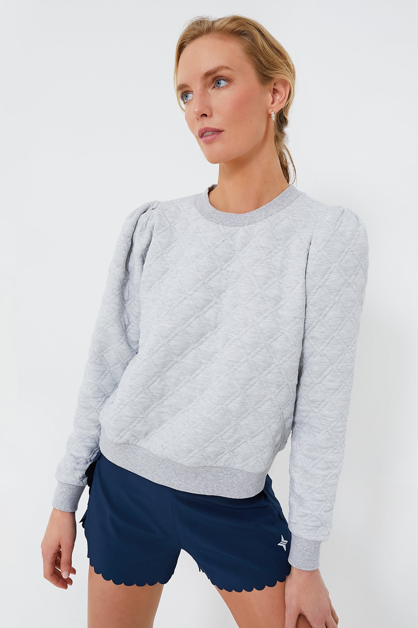 Gray Puff Sleeve Campbell Pullover-Beilave