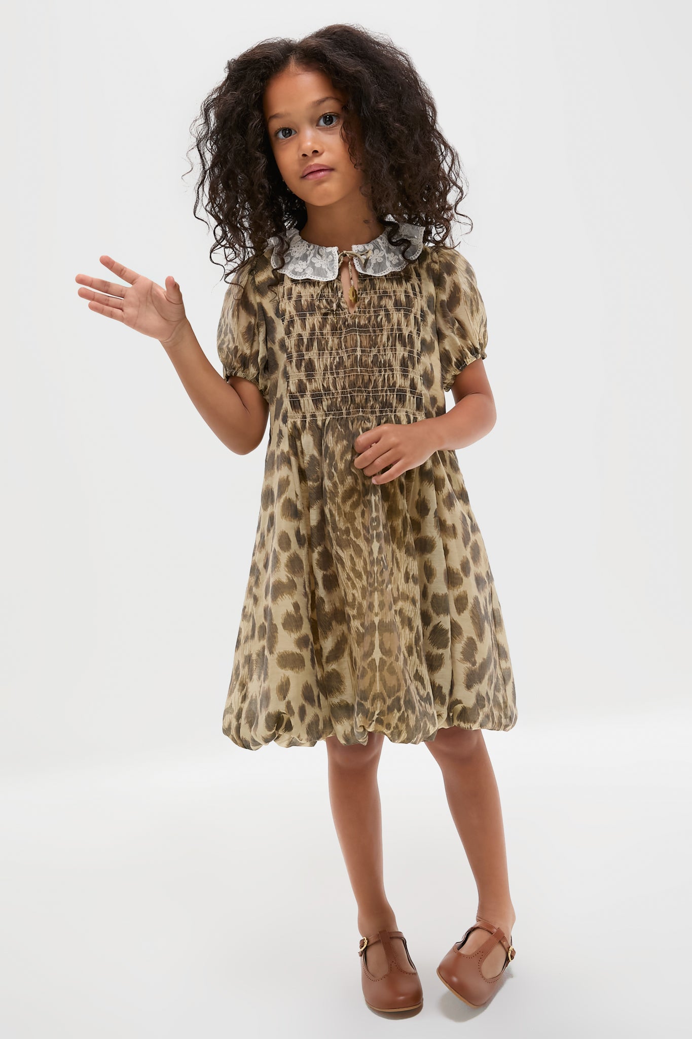 Cream Claude Print Bubble Dress-Beilave