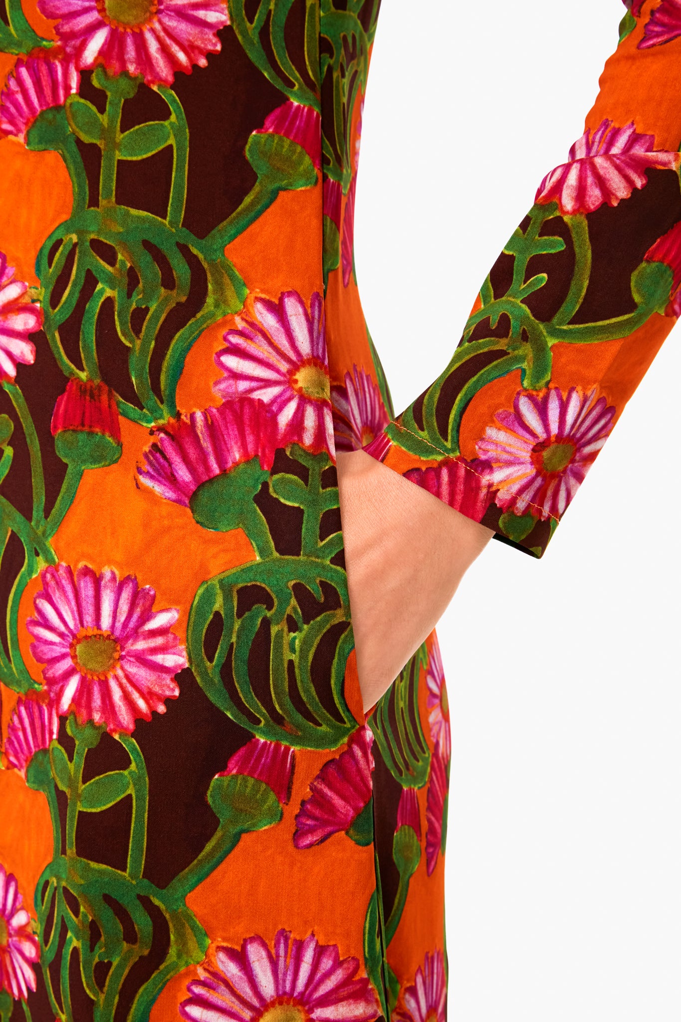 Orange Gerber Long Sleeve Swing Dress-Beilave