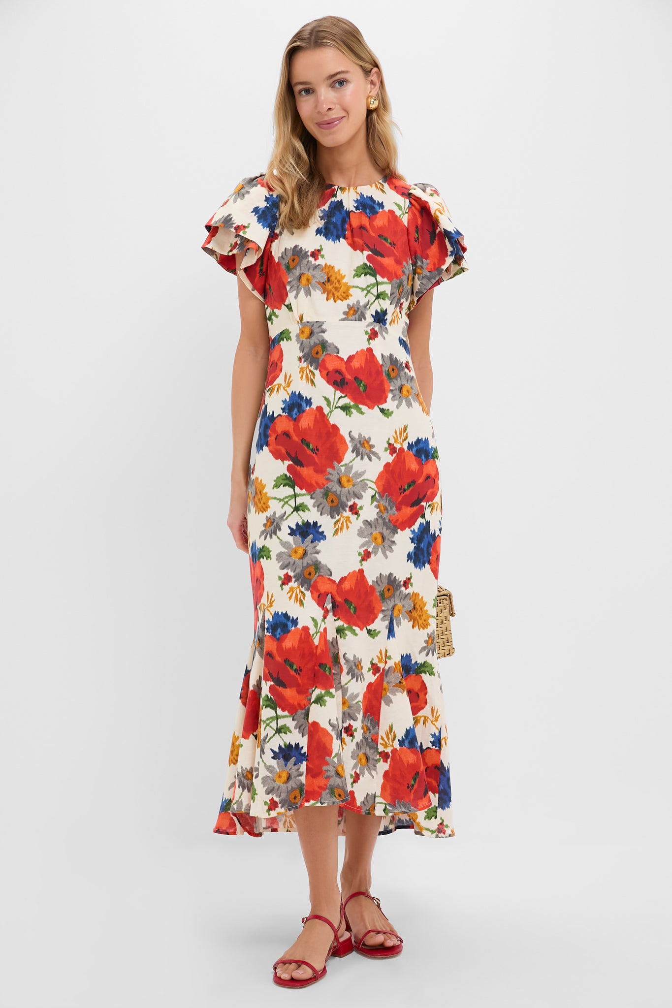 Crimson Poppy Cotton Linen Elodie Dress-Beilave