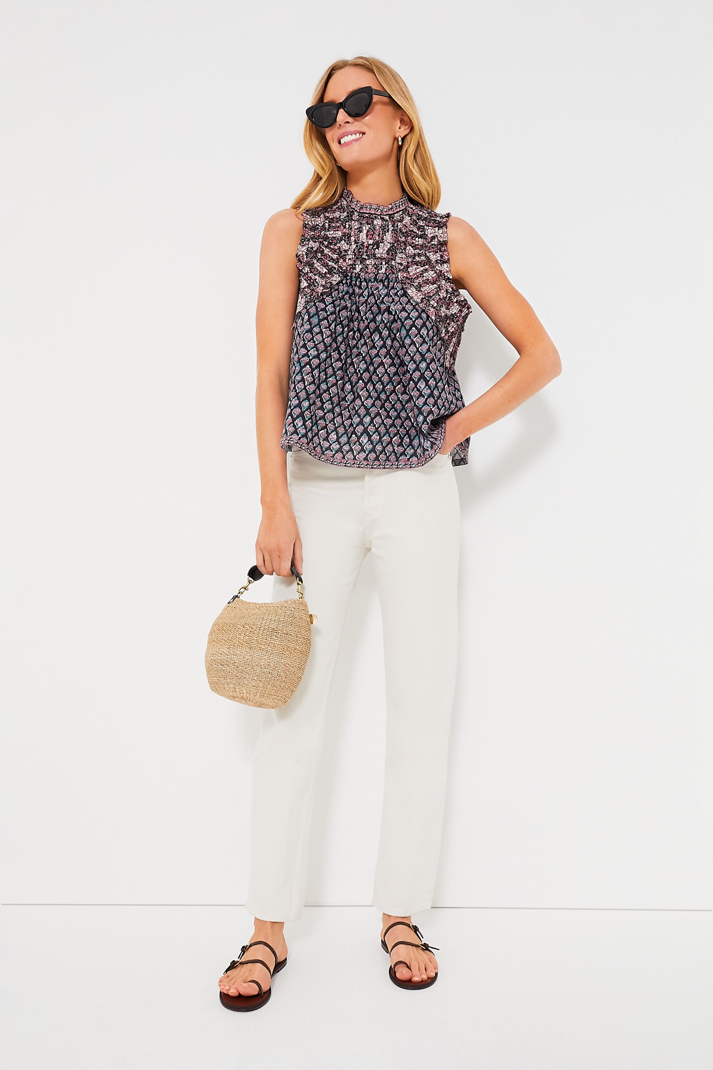 Exclusive Donna Print Sleeveless Top-Beilave