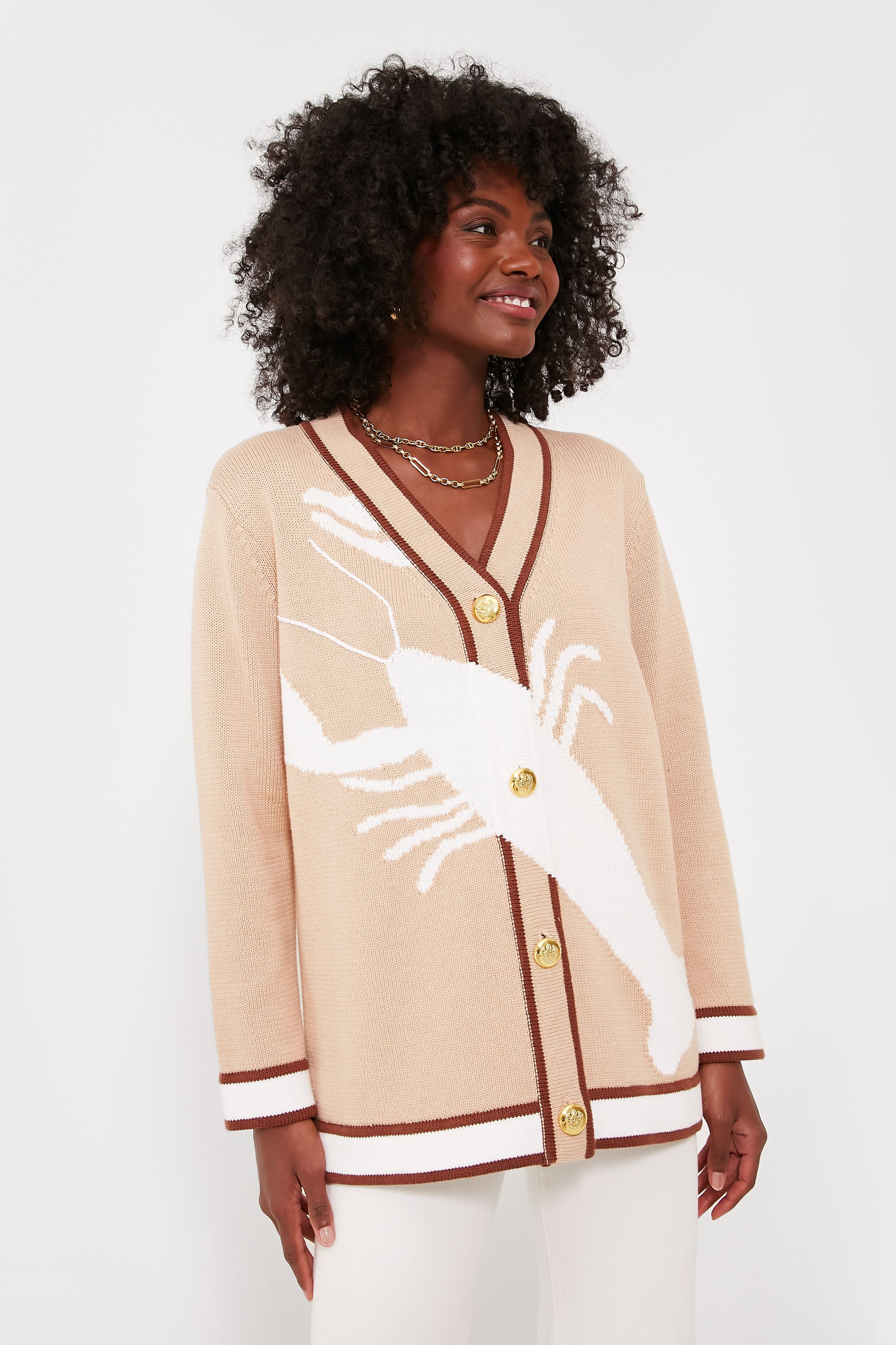 Tan Lobster Cotton Lauren Cardigan-Beilave