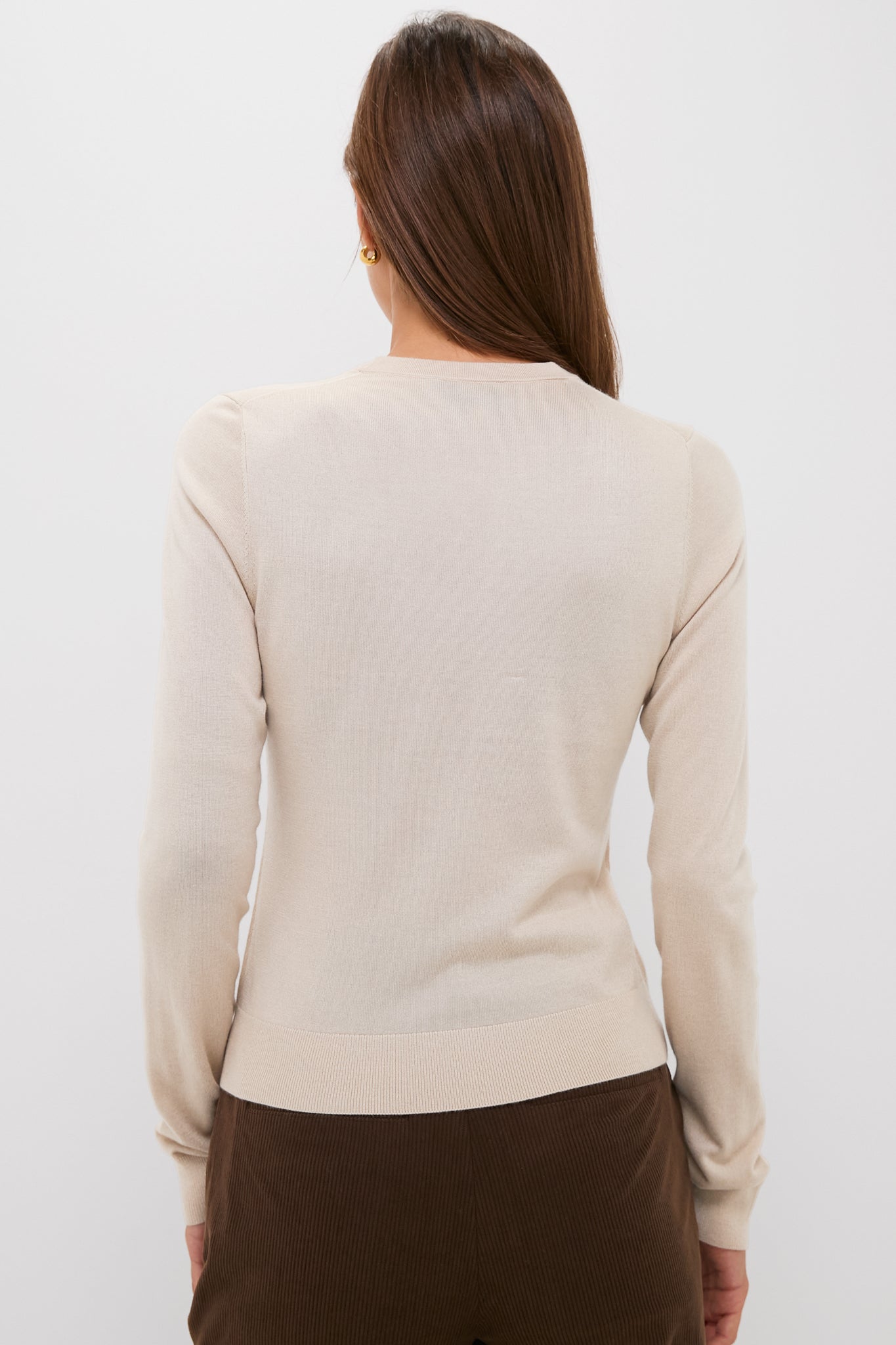 Sandstone Cashmere Silk Long Sleeve Katie Tee-Beilave