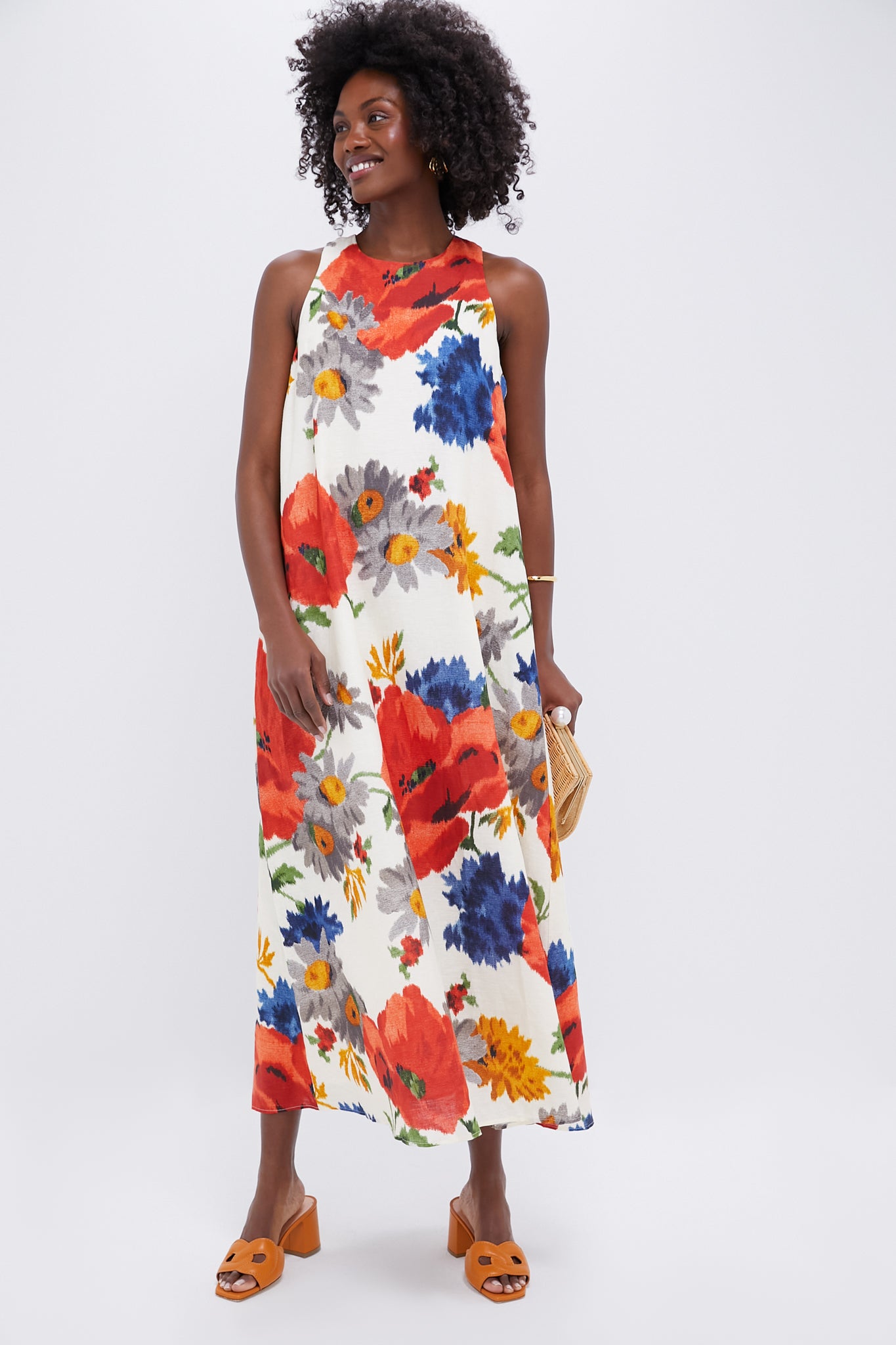 Crimson Poppy Cotton Linen Portia Dress-Beilave