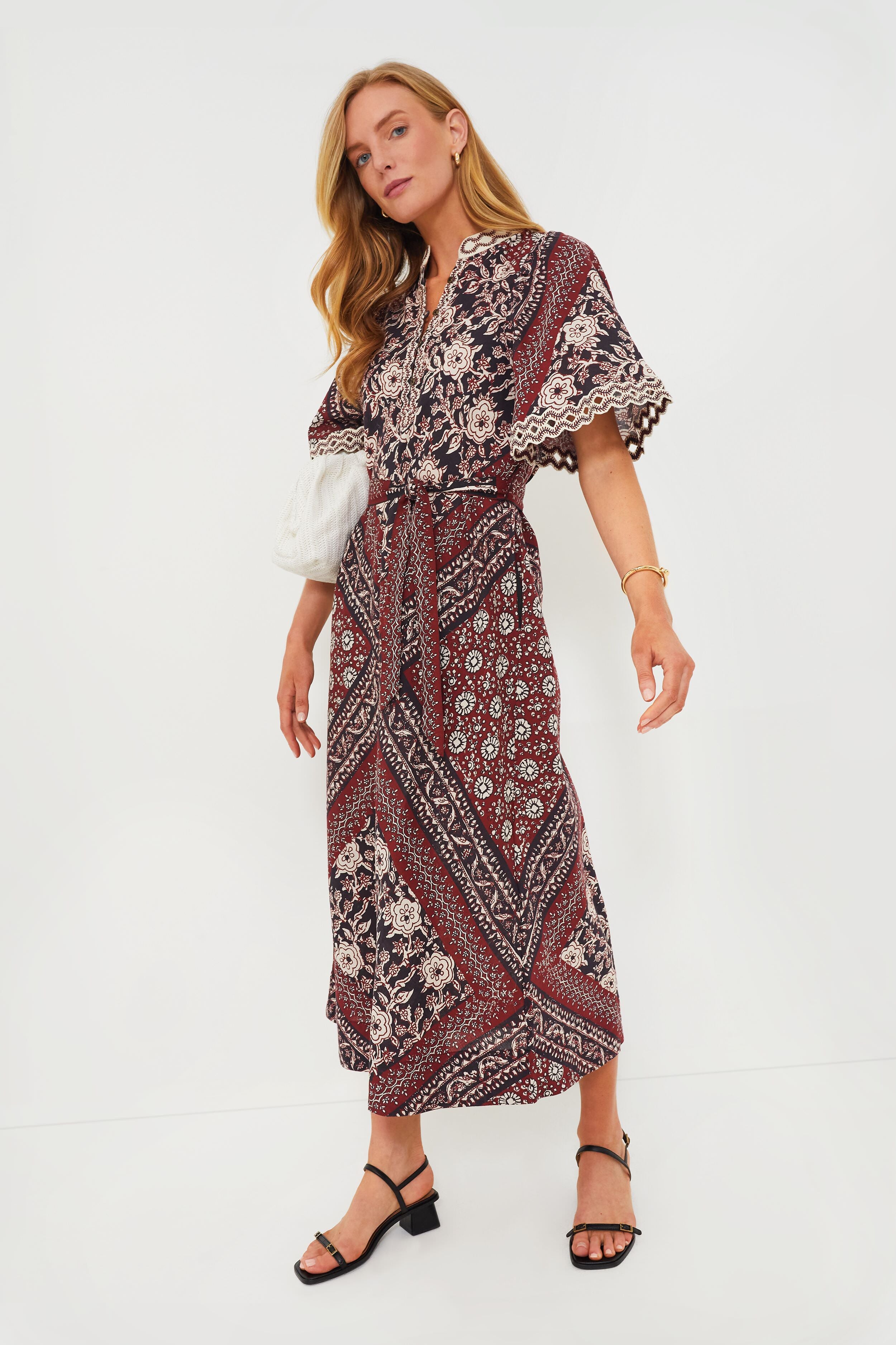 Red Danae Print Shortsleeve Dress-Beilave