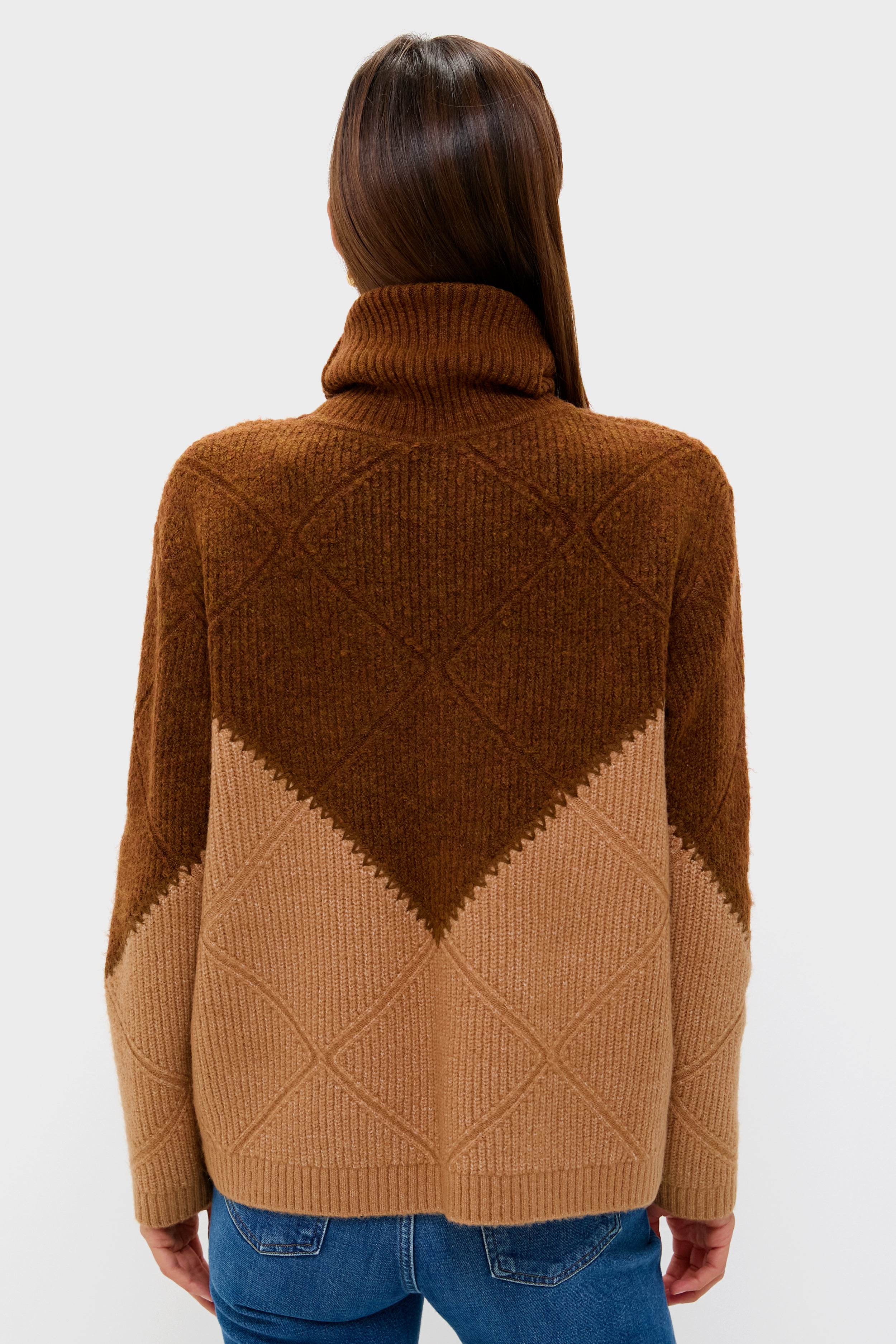 Tan & Brown Diamond Demi Turtleneck-Beilave