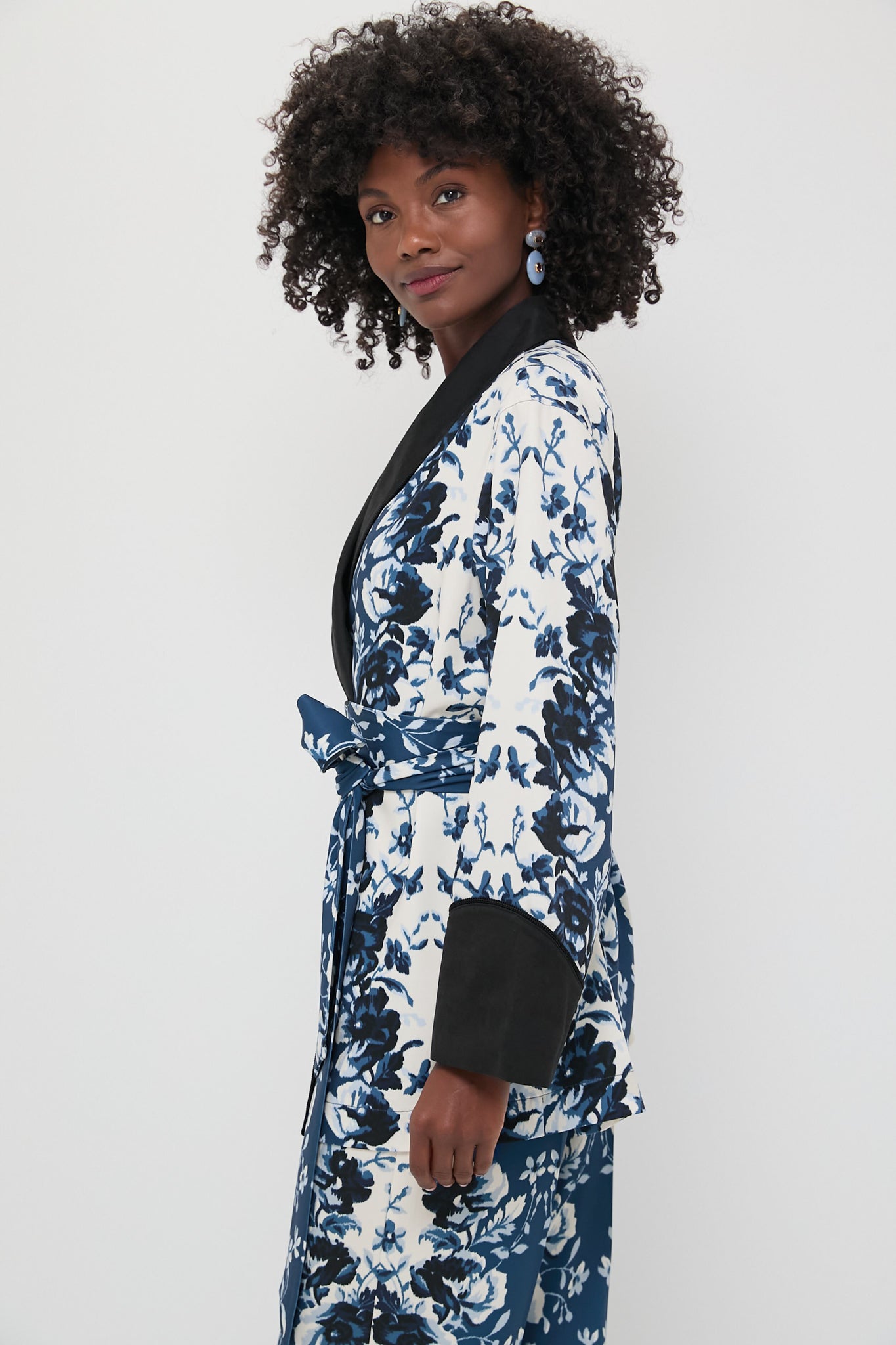 Indigo Reflection Drapey Twill Pascal Jacket-Beilave