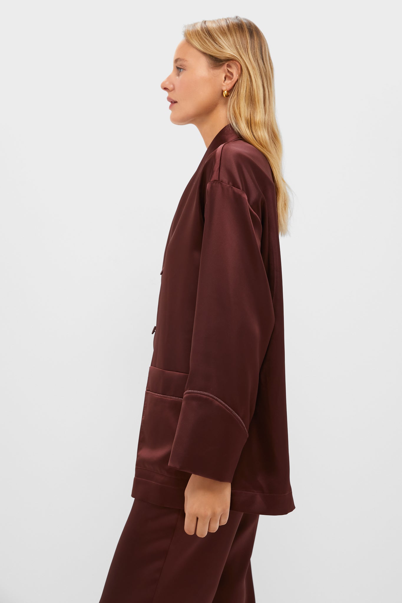 Chocolate Satin Smoking Jacket-Beilave