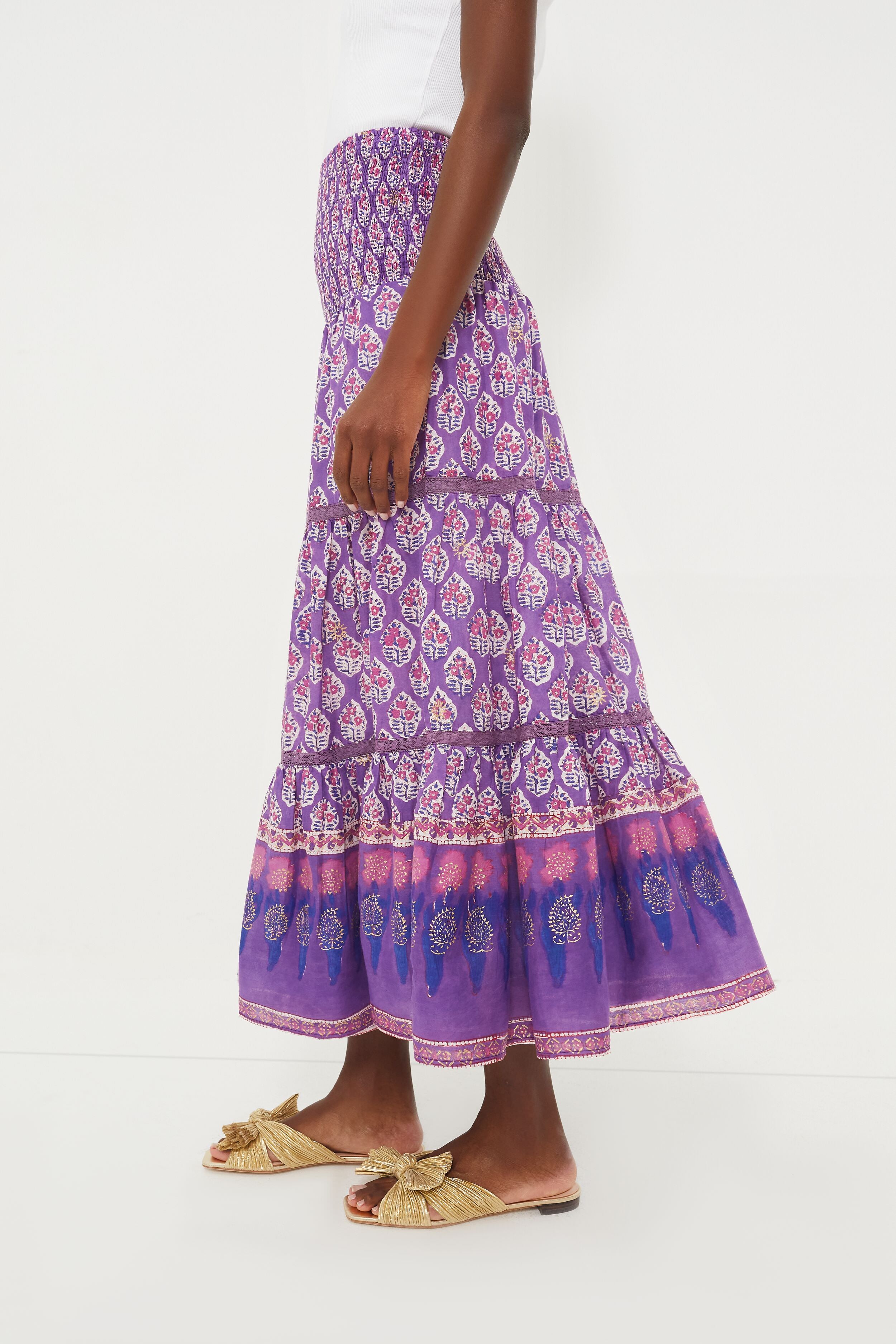 Purple Print Mandy Maxi Skirt-Beilave