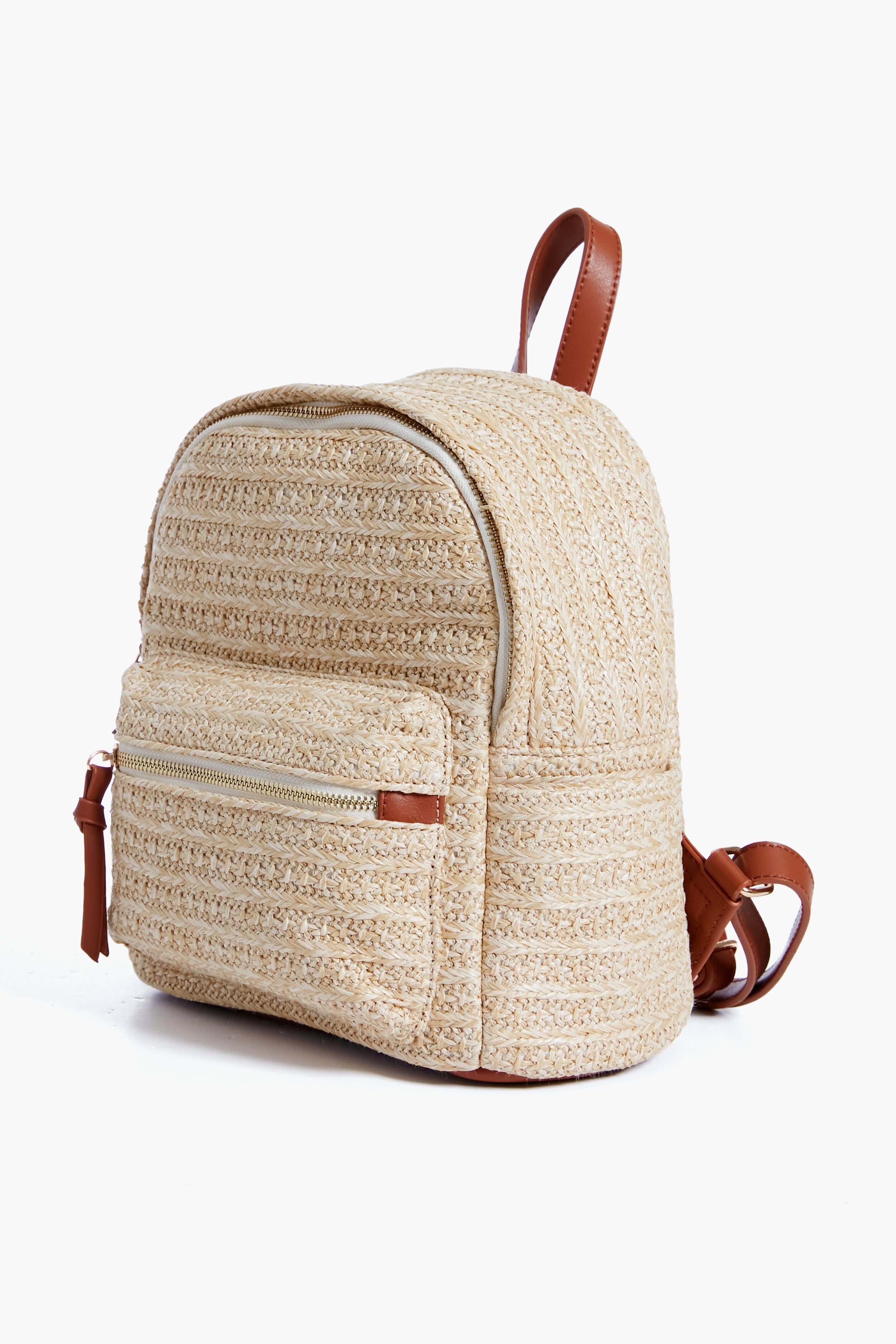 Raffia Braided Backpack-Beilave