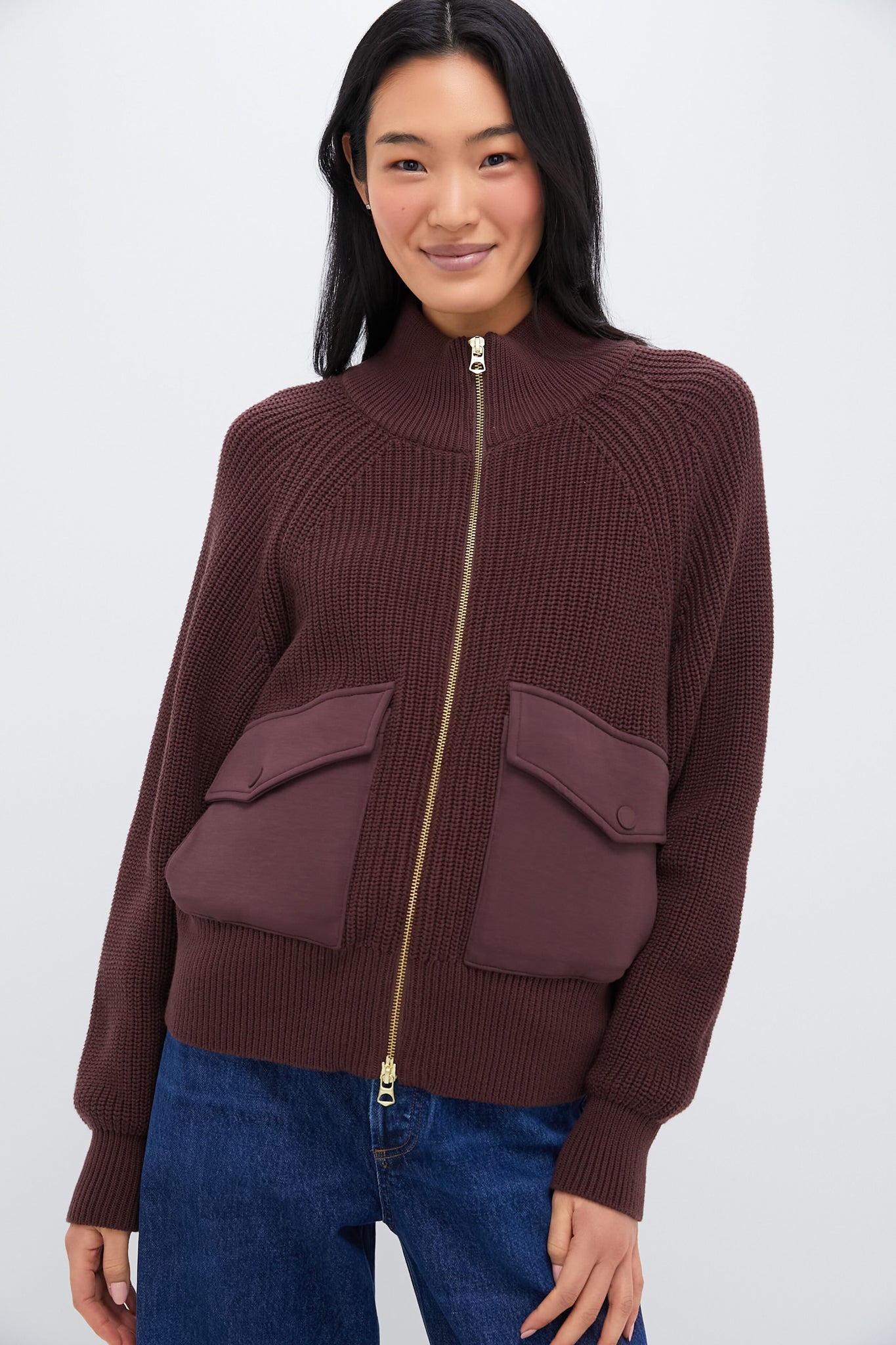 Deep Mahogany Tessa Knit Jacket-Beilave
