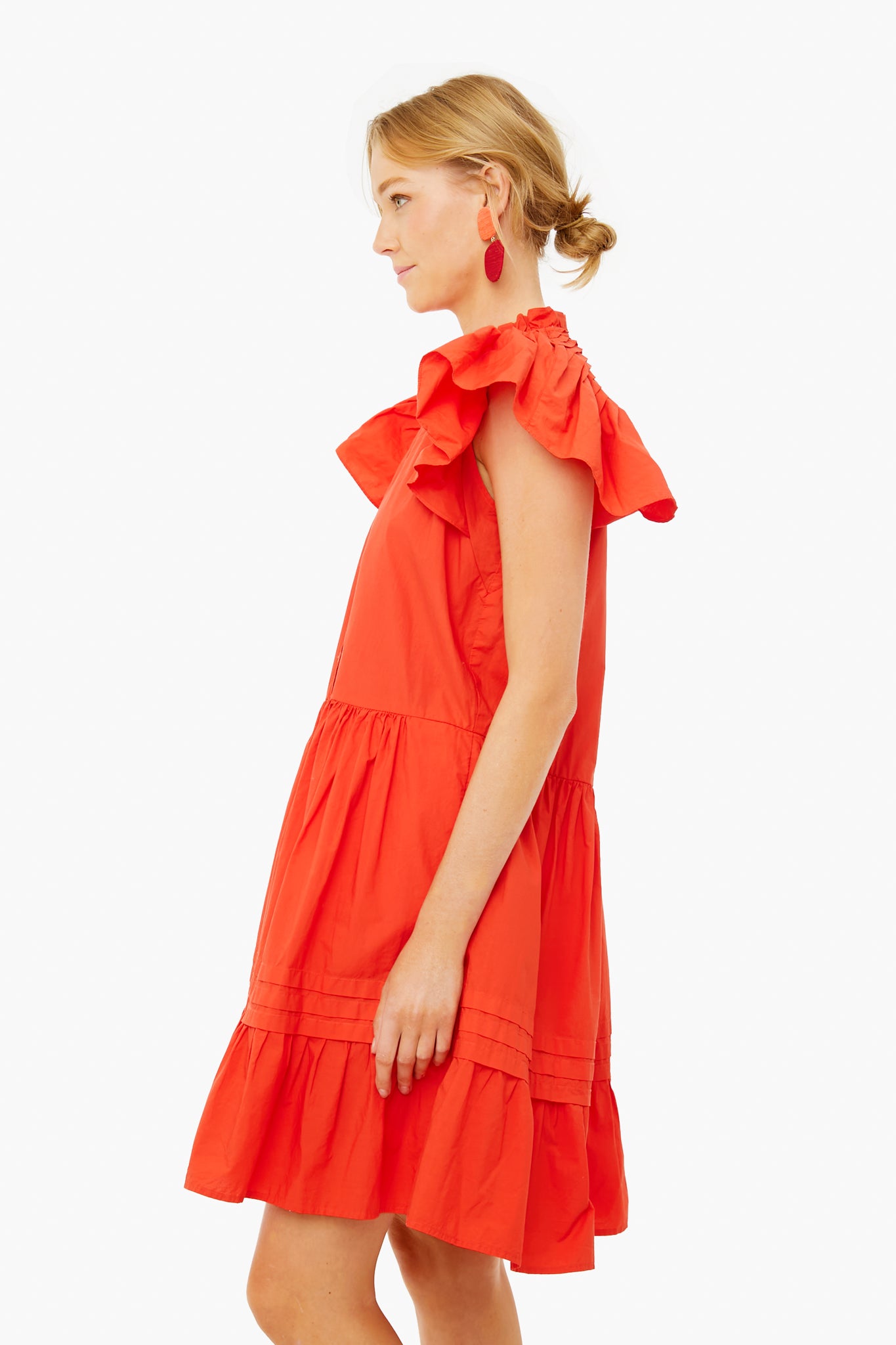 Scarlet Gaia Solid Cotton Flutter Sleeve Tunic-Beilave