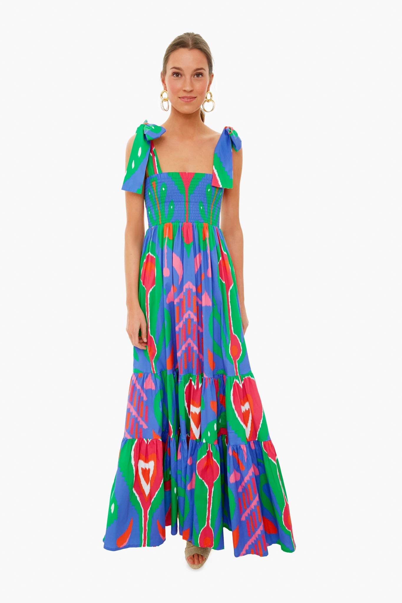 Purple Ikat Kelly Tiered Maxi Dress-Beilave