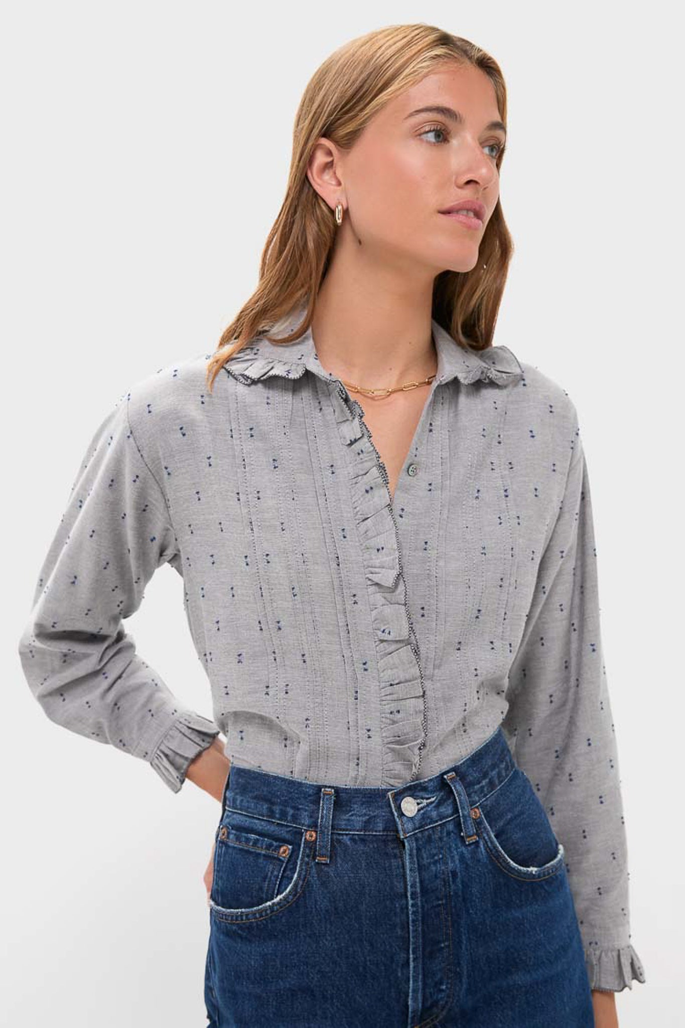 Indigo Dots French Heirloom Shirt-Beilave