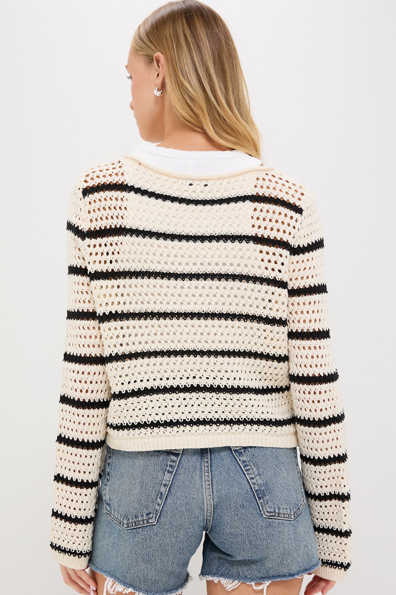 Sea Salt Kit Stripe Crochet Sweater-Beilave