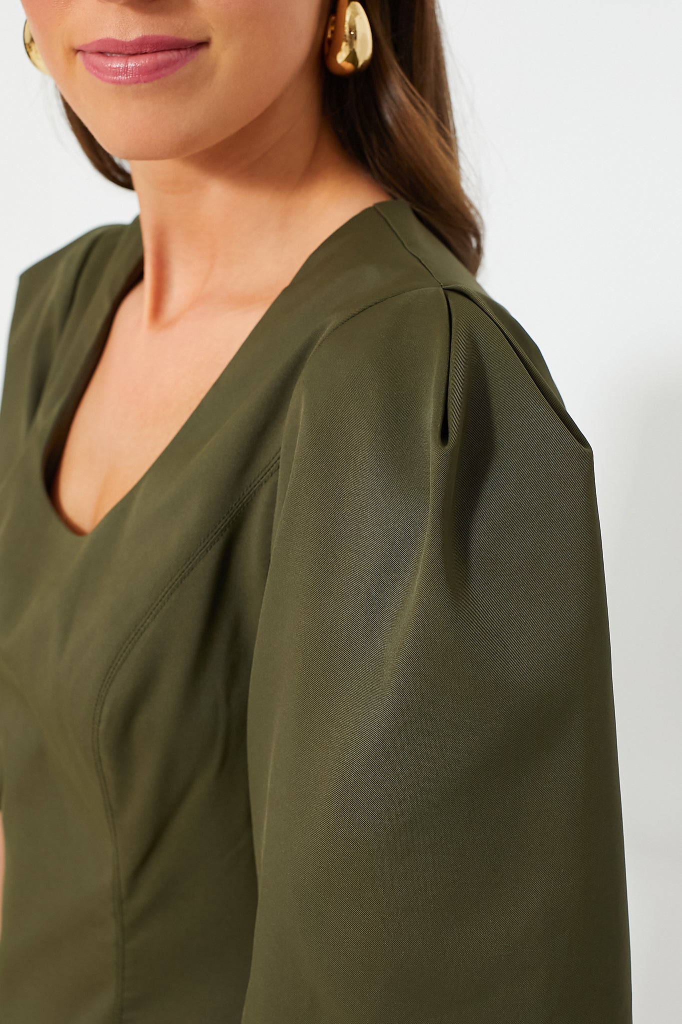 Olive Twill Ariella Dress-Beilave