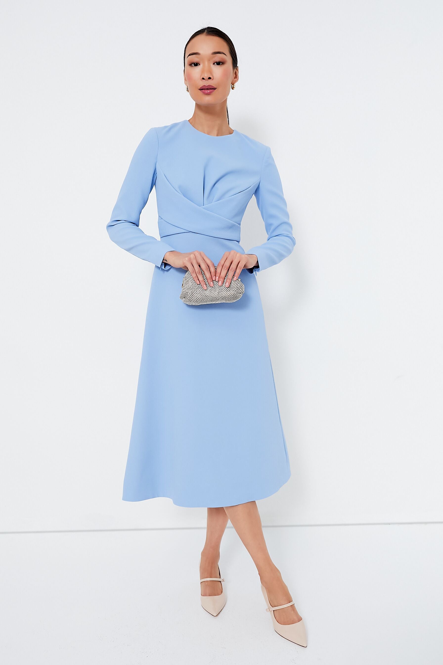 Celeste Blue Elta Double Crepe Dress-Beilave