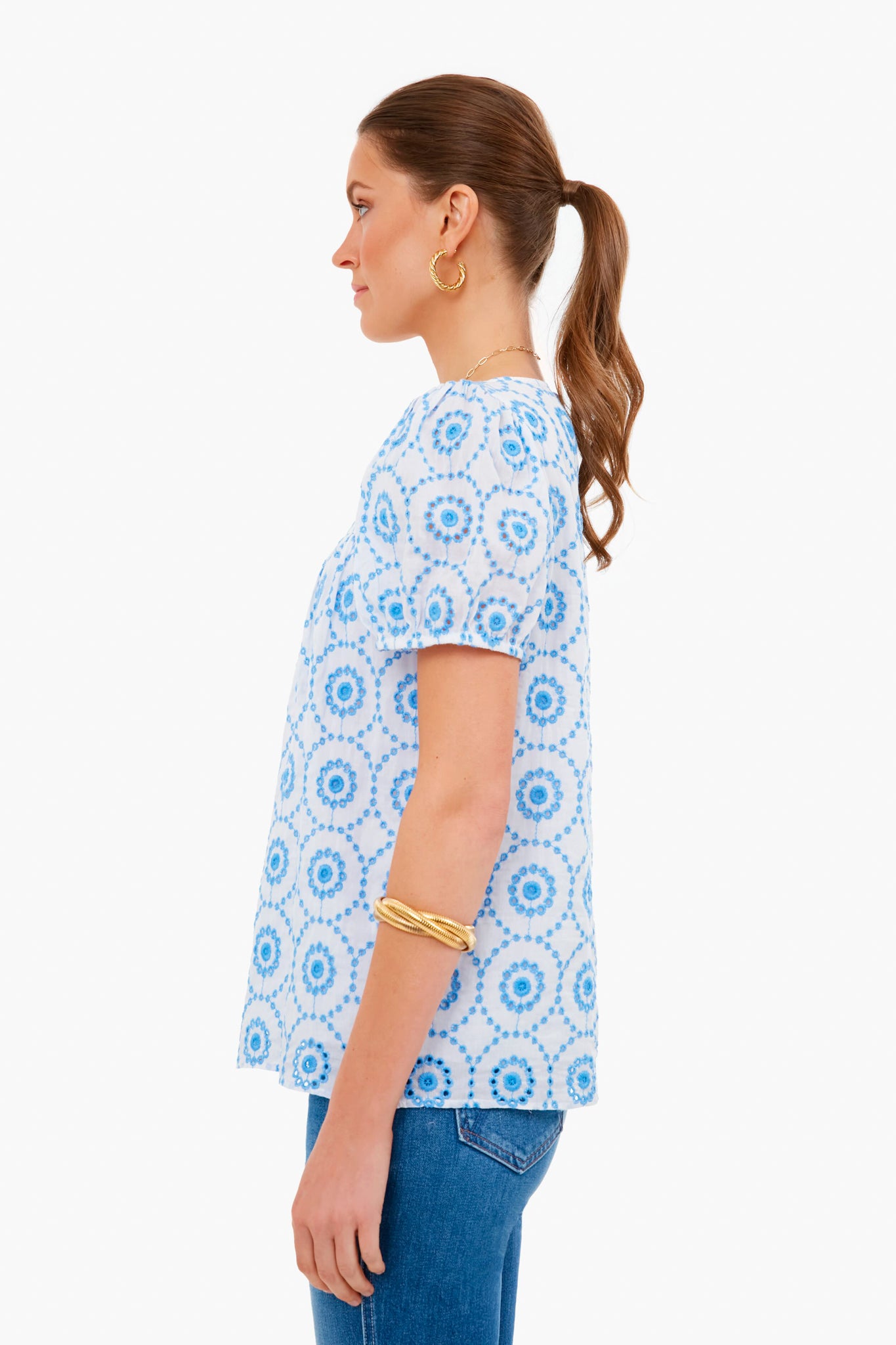 White Marina Short Sleeve Top-Beilave