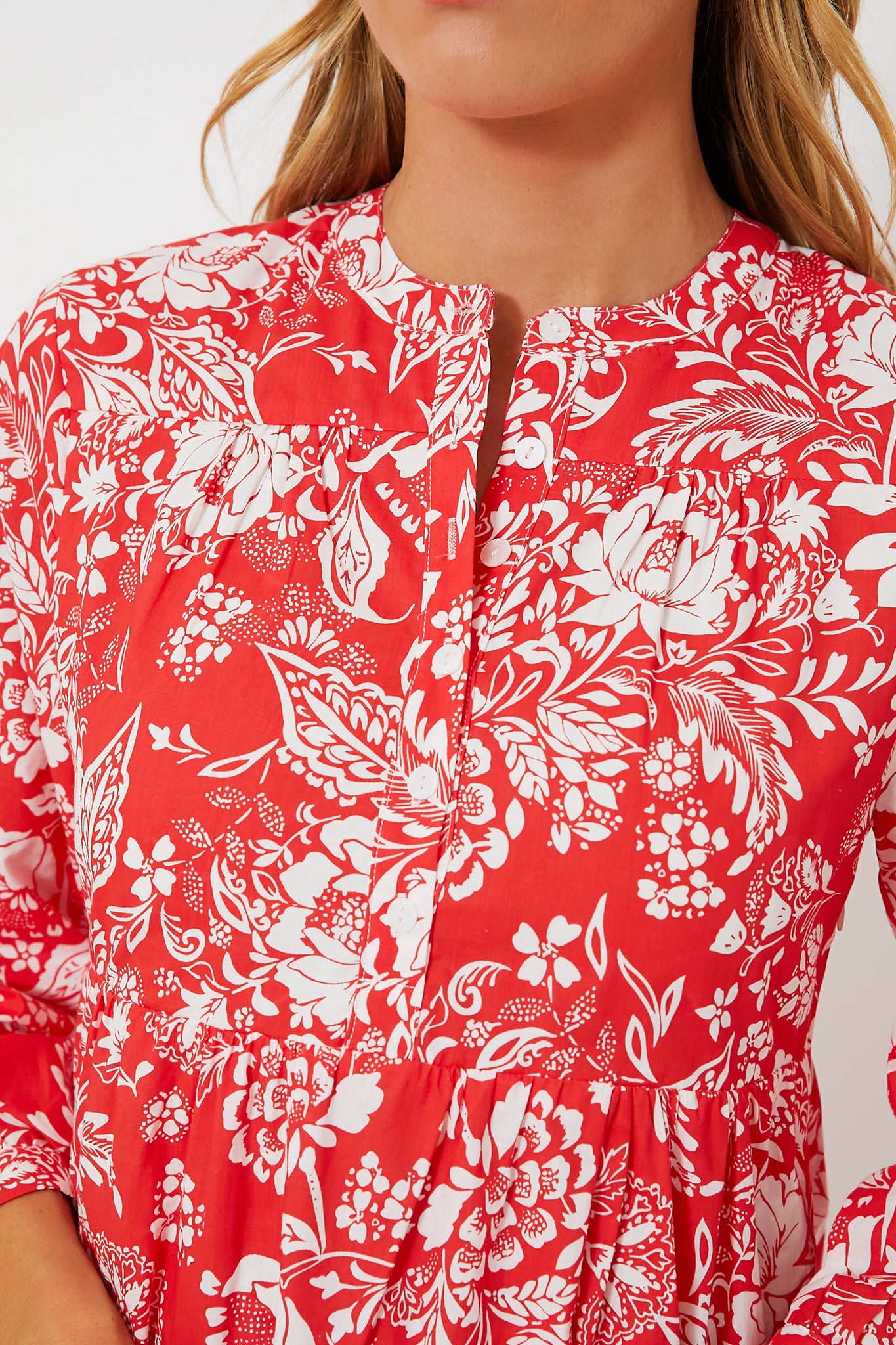 Red Floral McCauley Midi Dress-Beilave