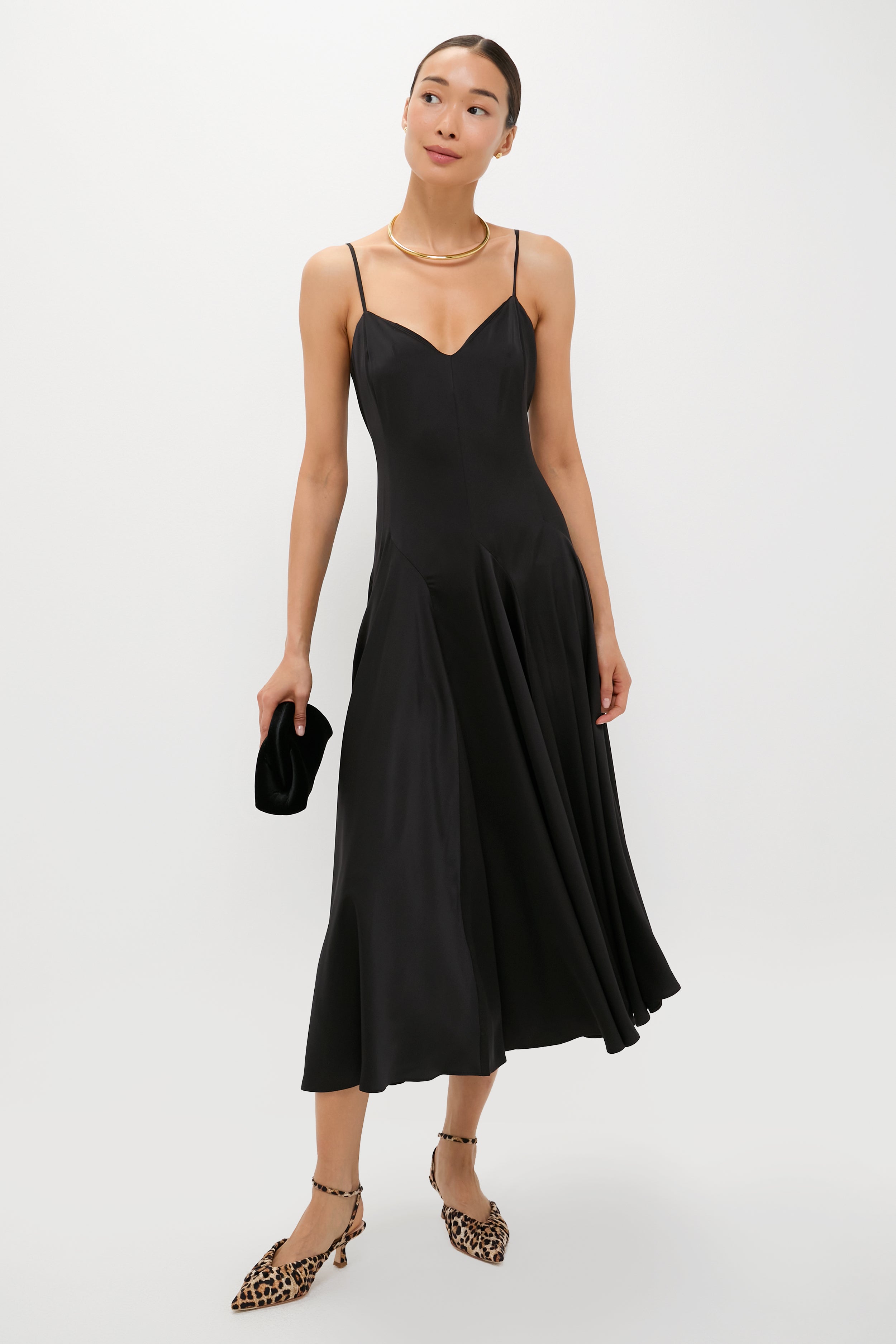 Polo Black Paneled Satin Dress-Beilave
