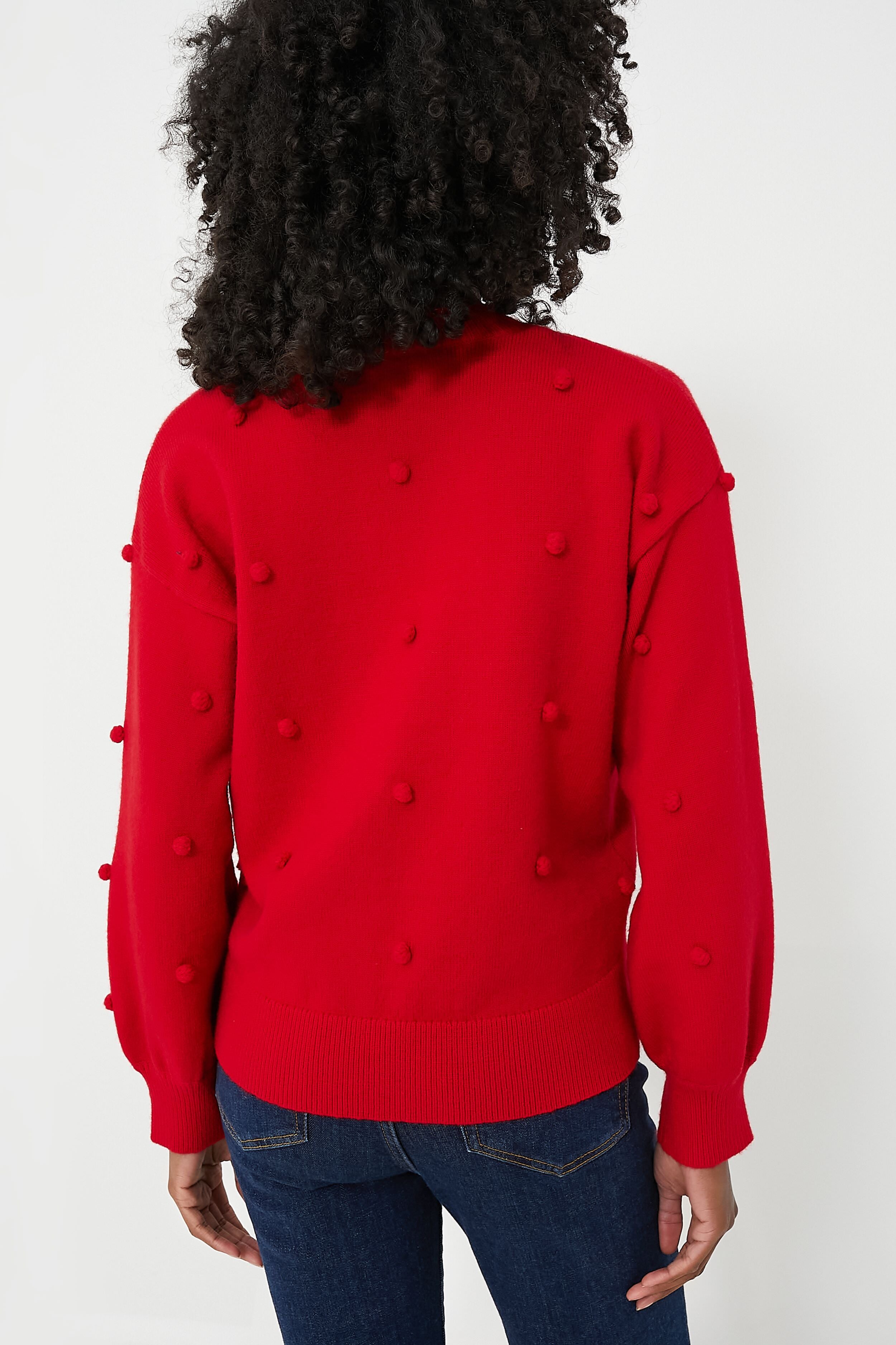 Red Pom Pom Melinda Crewneck Sweater-Beilave