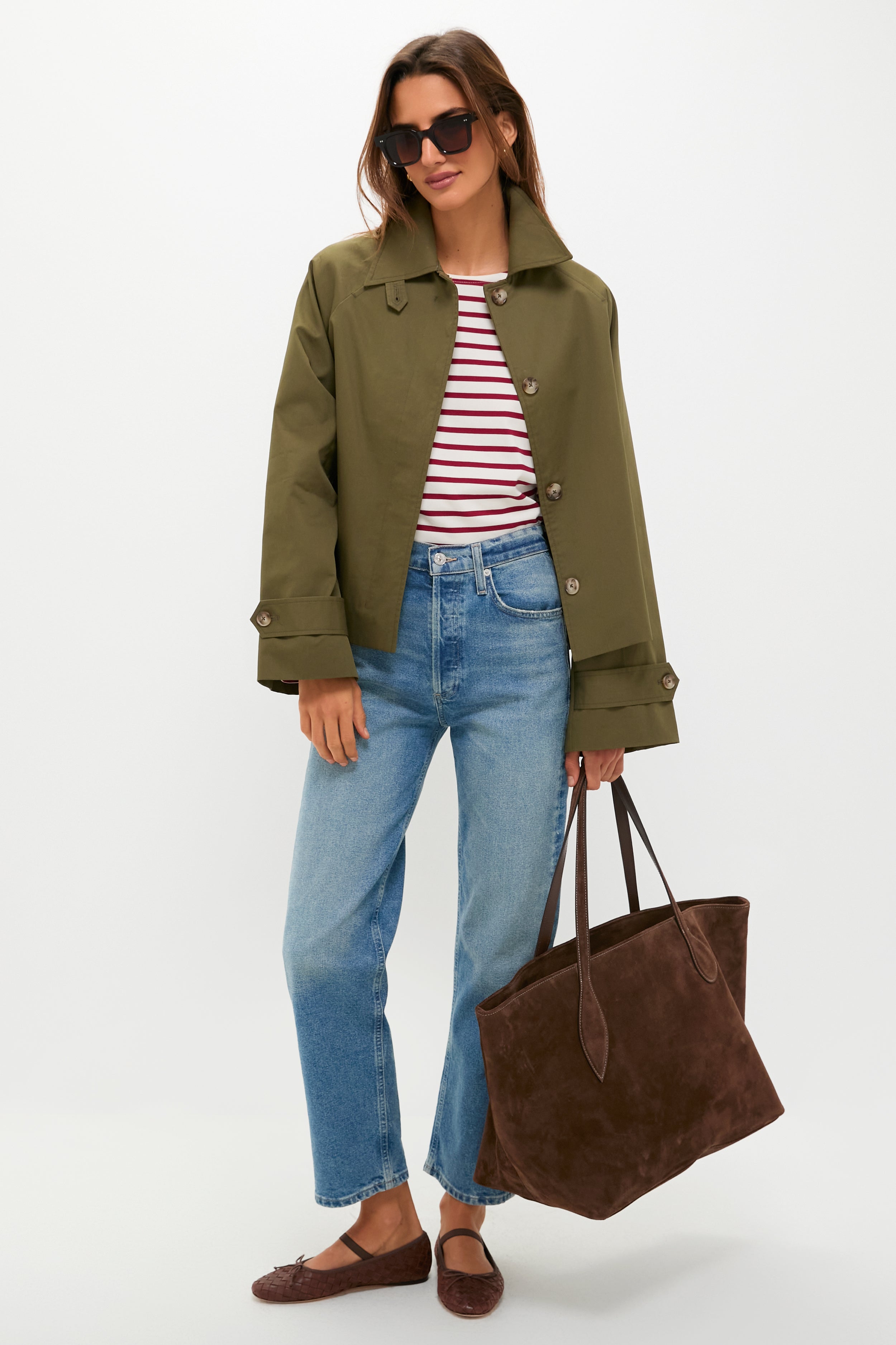 Olive Drew Short Trench Coat-Beilave