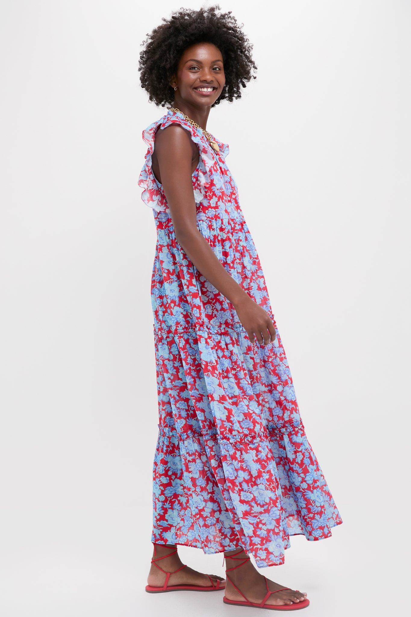 Paola Floral Print Poppy Maxi Dress-Beilave