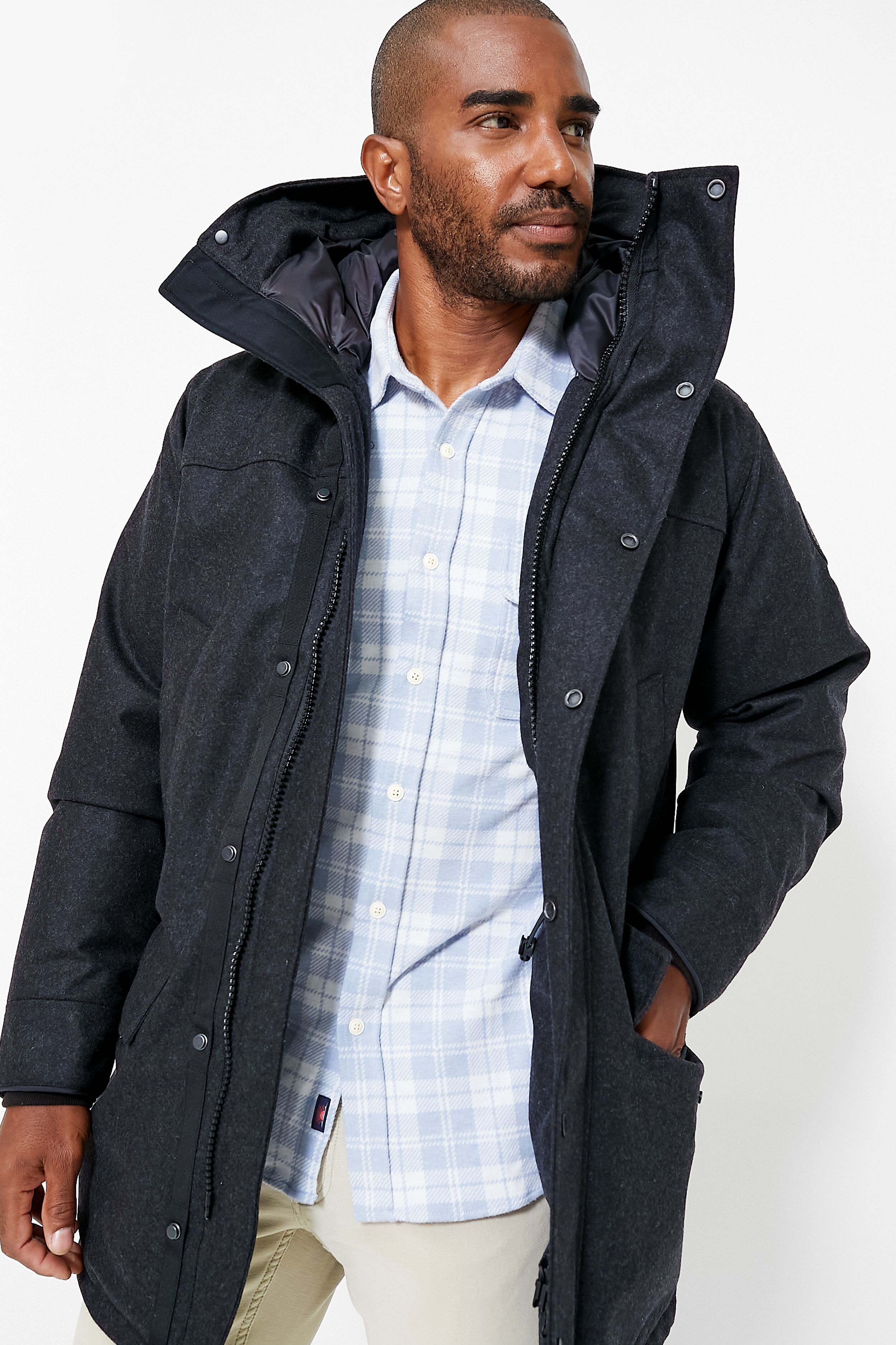 Carbon Melange Wool Reskill Langford Parka-Beilave