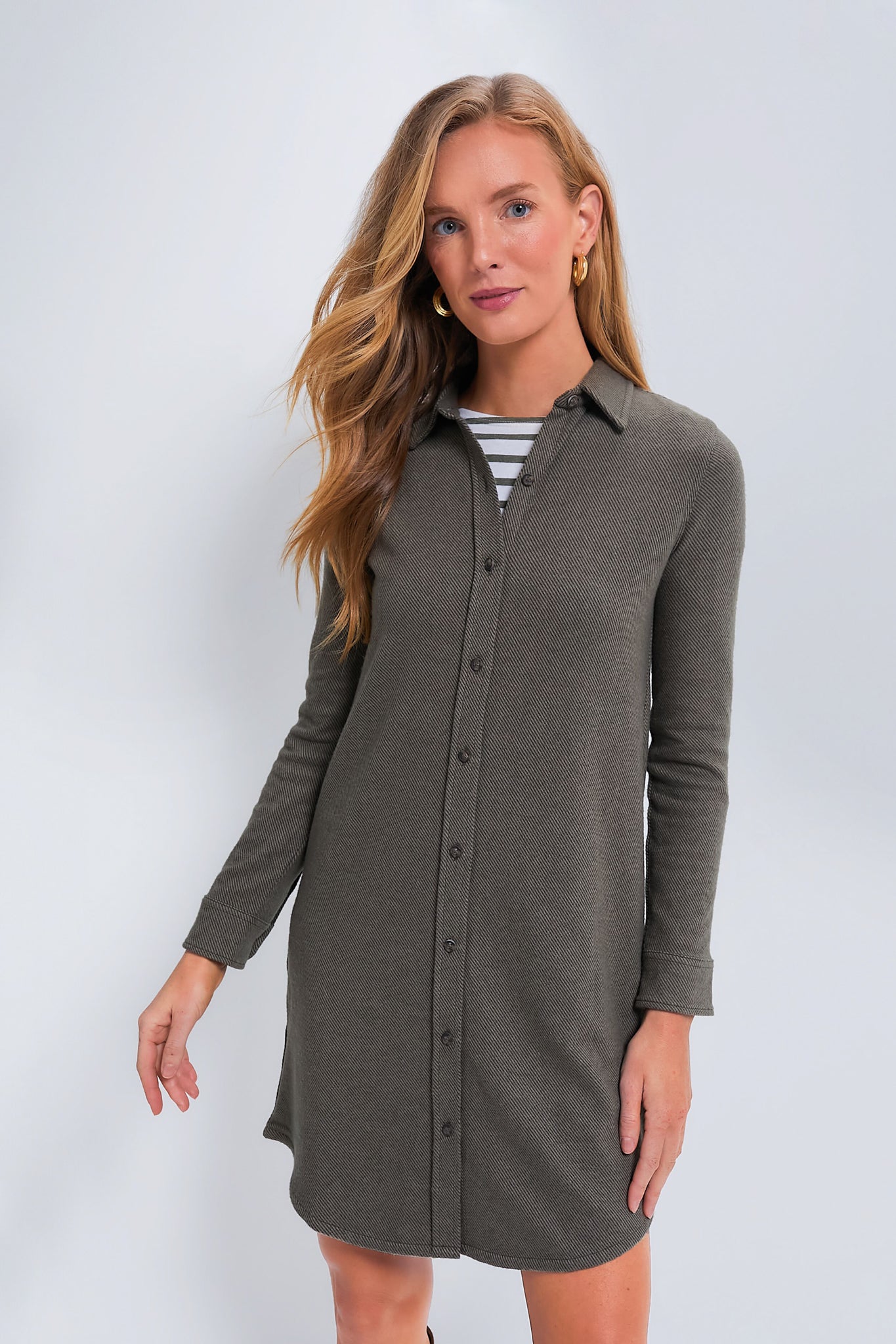 Olive Melange Twill Legend Sweater Dress-Beilave
