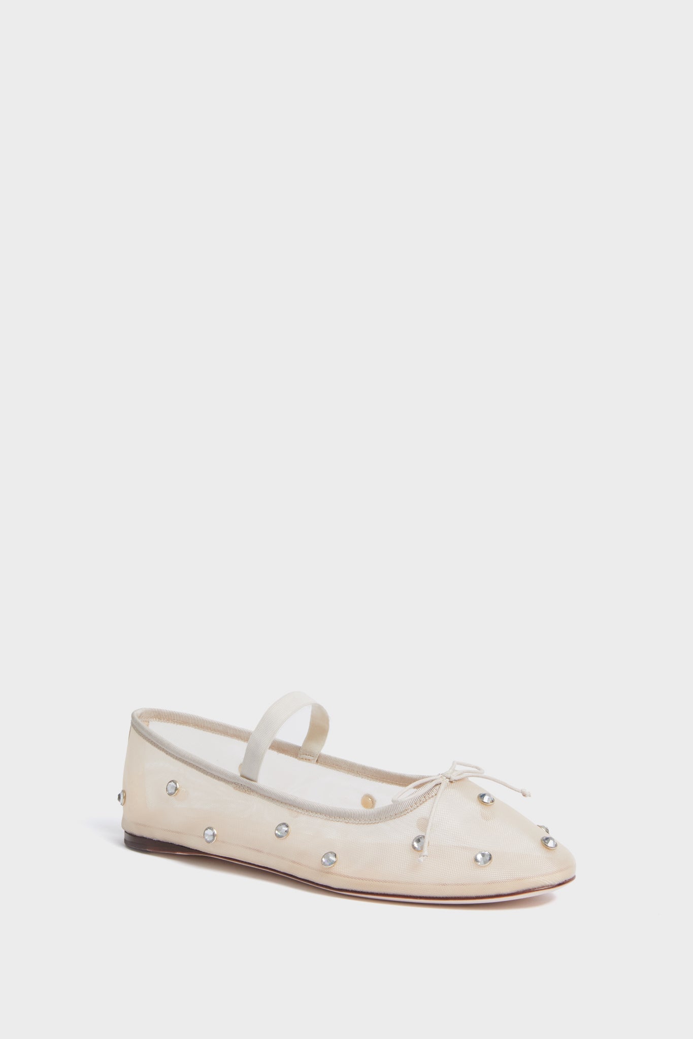 Cream Mesh with Clear Rhinestones Leonie Flats-Beilave
