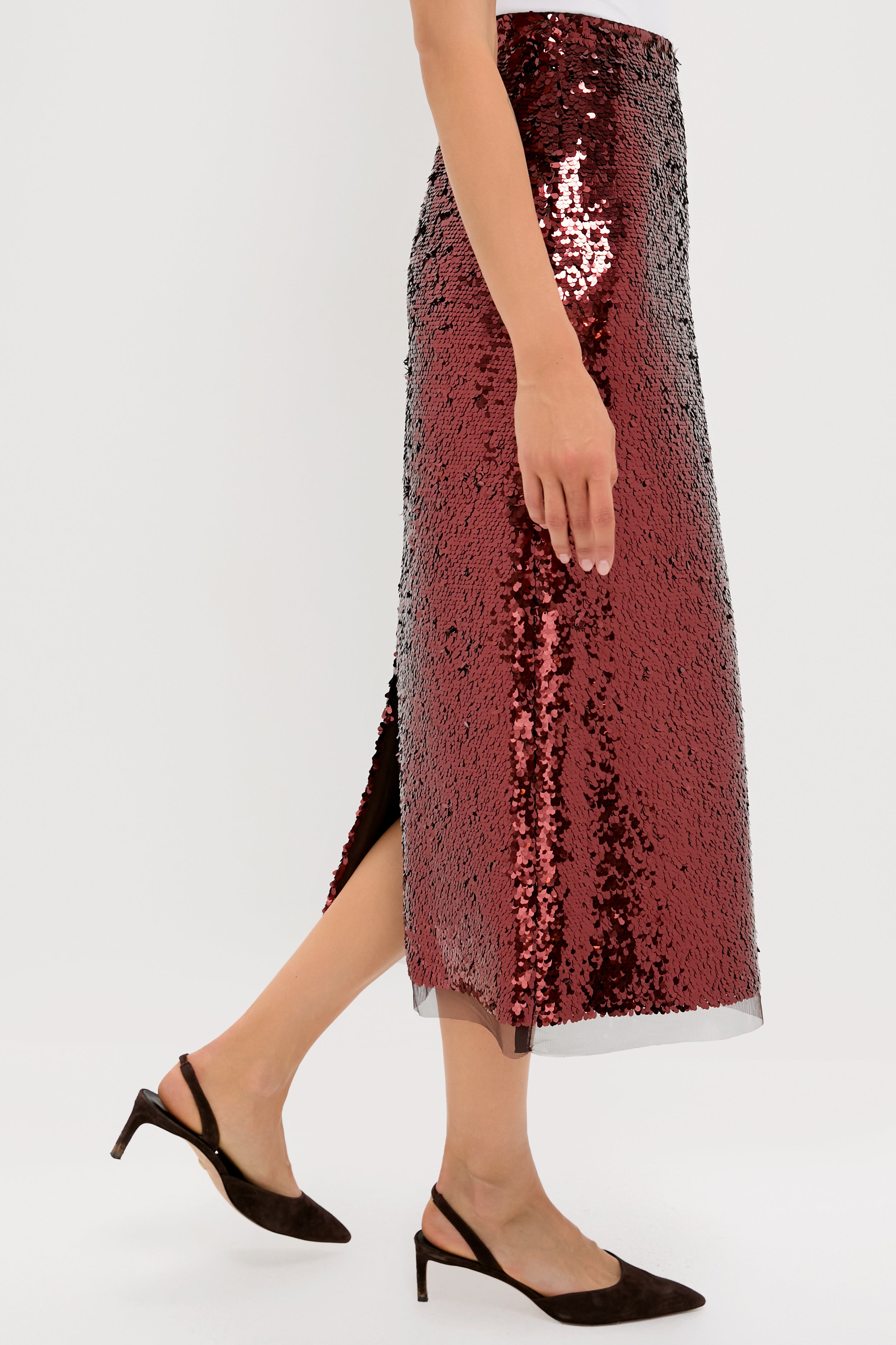 Radiant Bronze Sequin Phillips Midi Skirt-Beilave