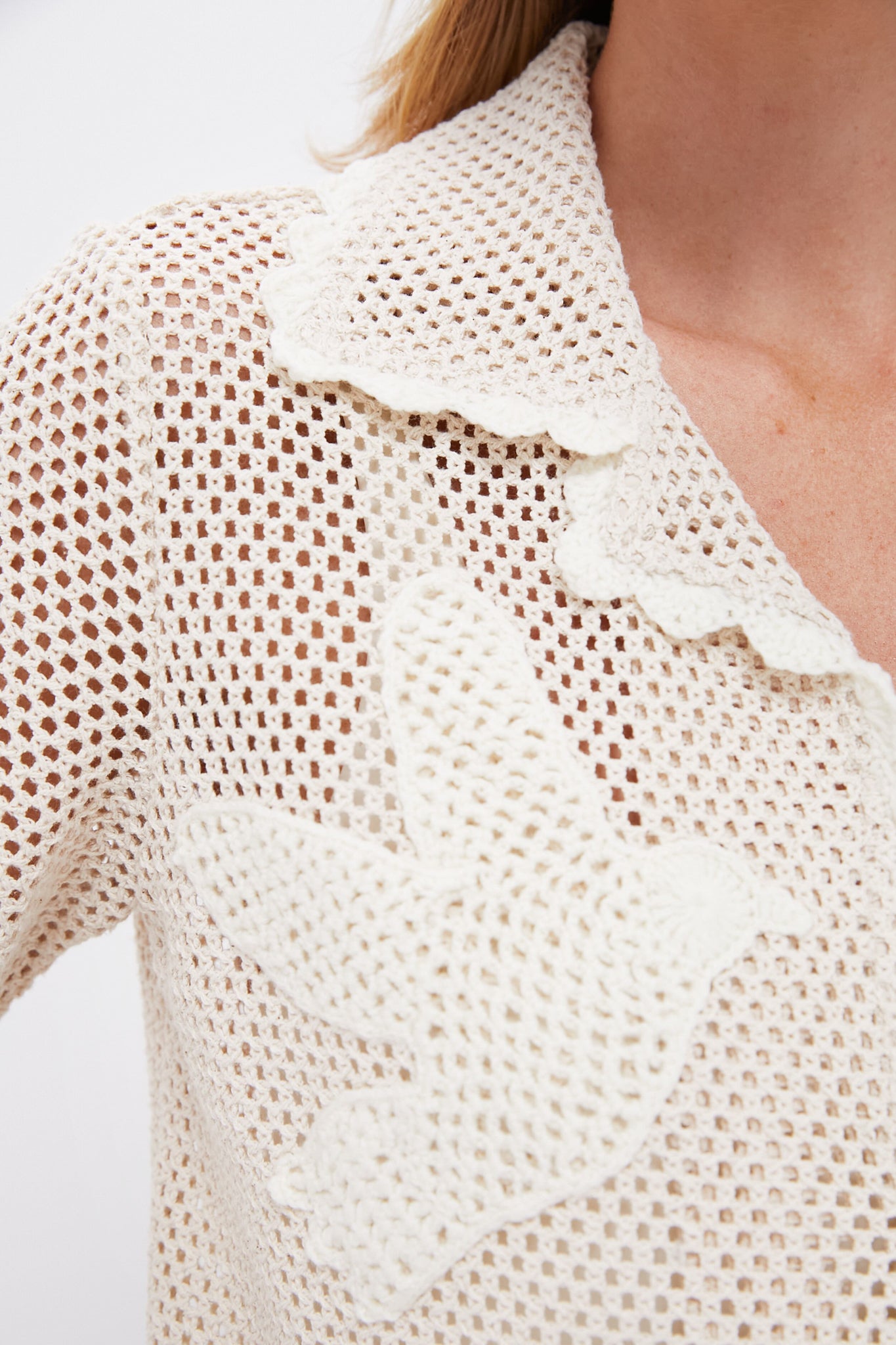 Tan Sally Crochet Short Sleeve Shirt-Beilave