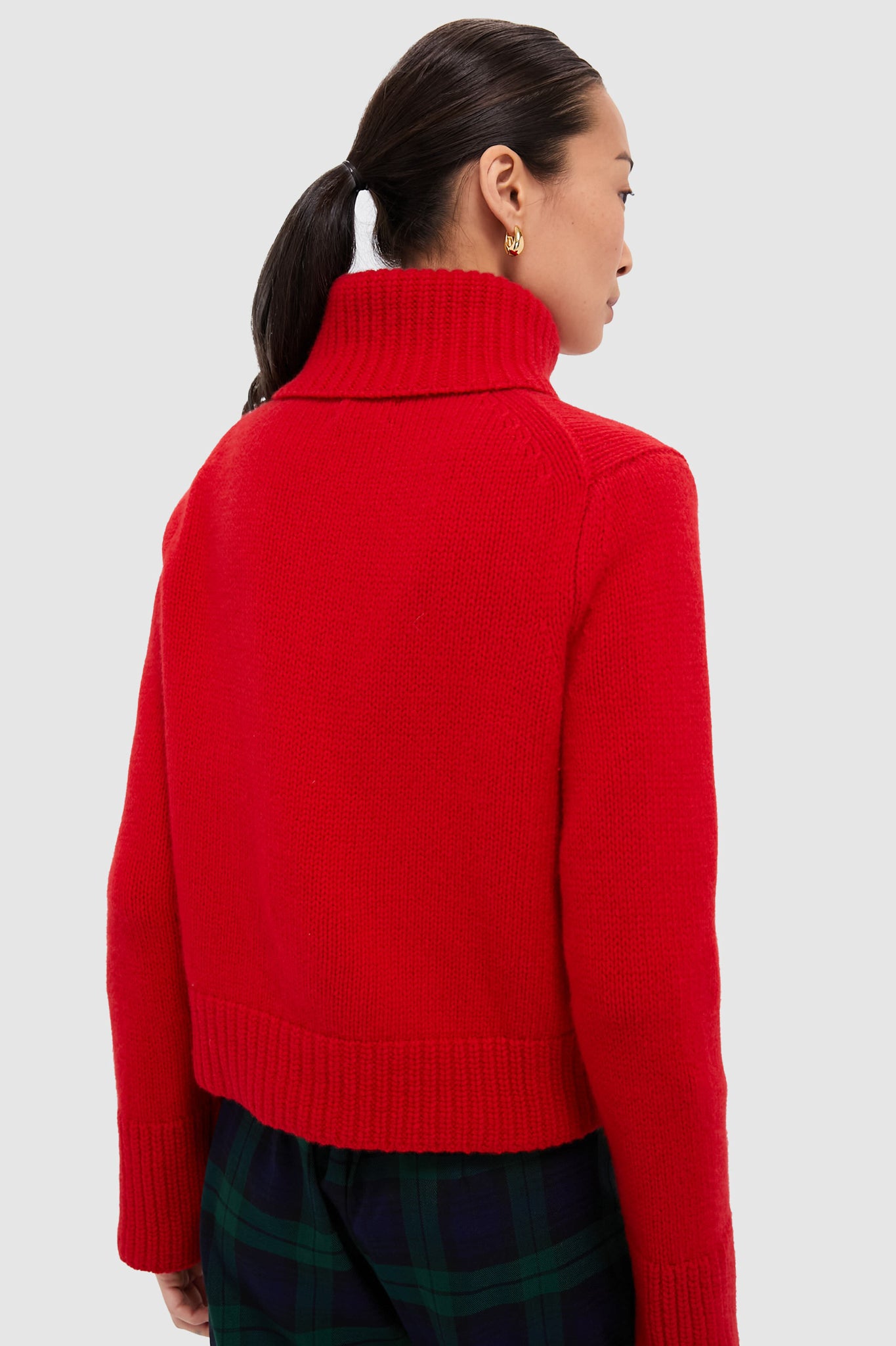 Fall Red Wool Cashmere Blend Turtleneck-Beilave