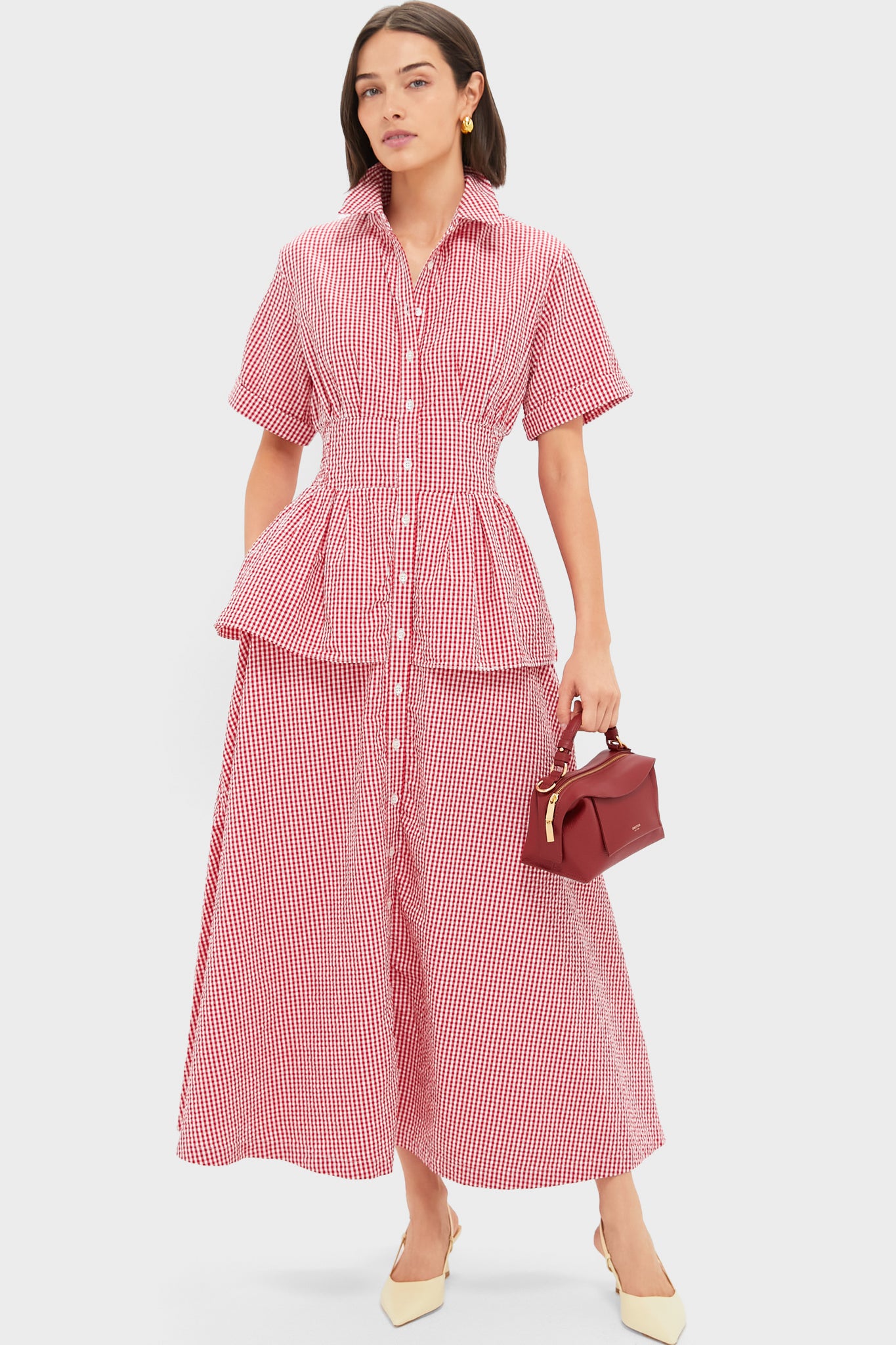 Red Gingham Boogie Woogie Bugle Boy Dress-Beilave