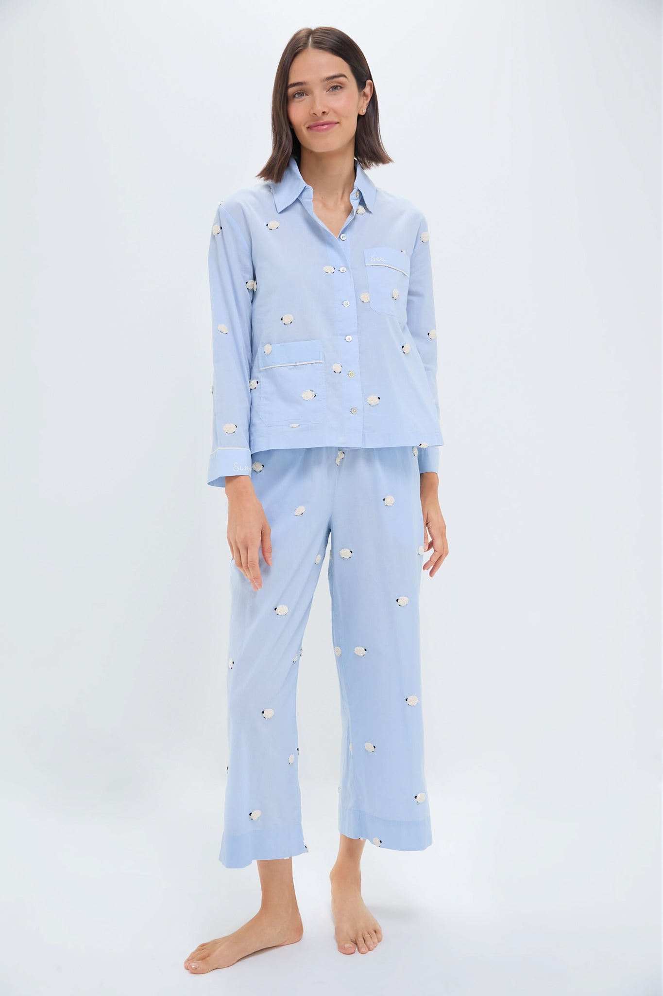 Sky Sheep Sleepwear Button Down PJ Set-Beilave