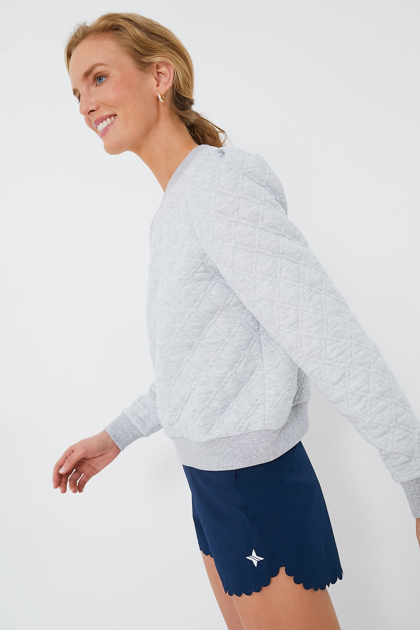 Gray Puff Sleeve Campbell Pullover-Beilave
