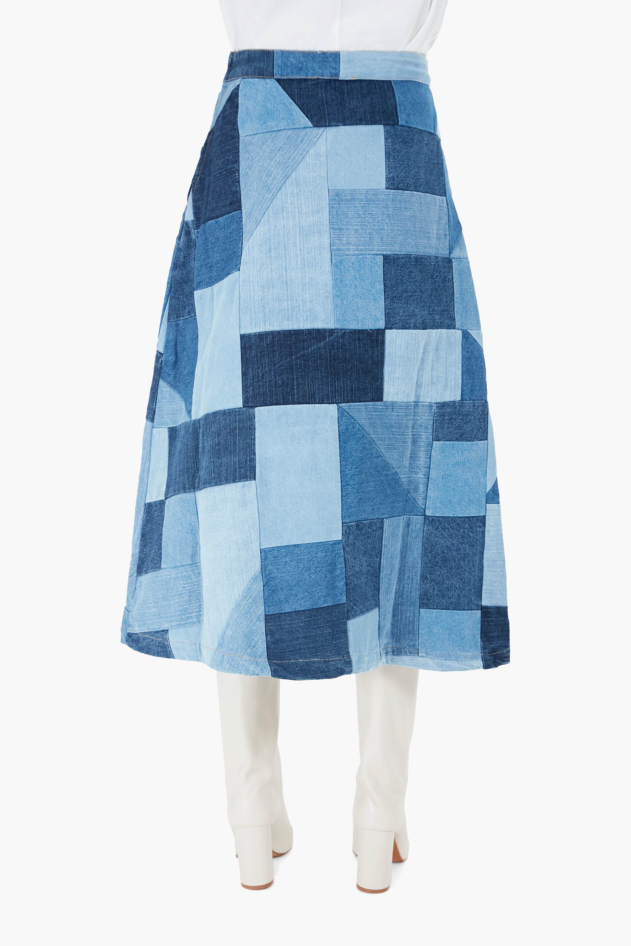 Diego Denim Patched Skirt-Beilave