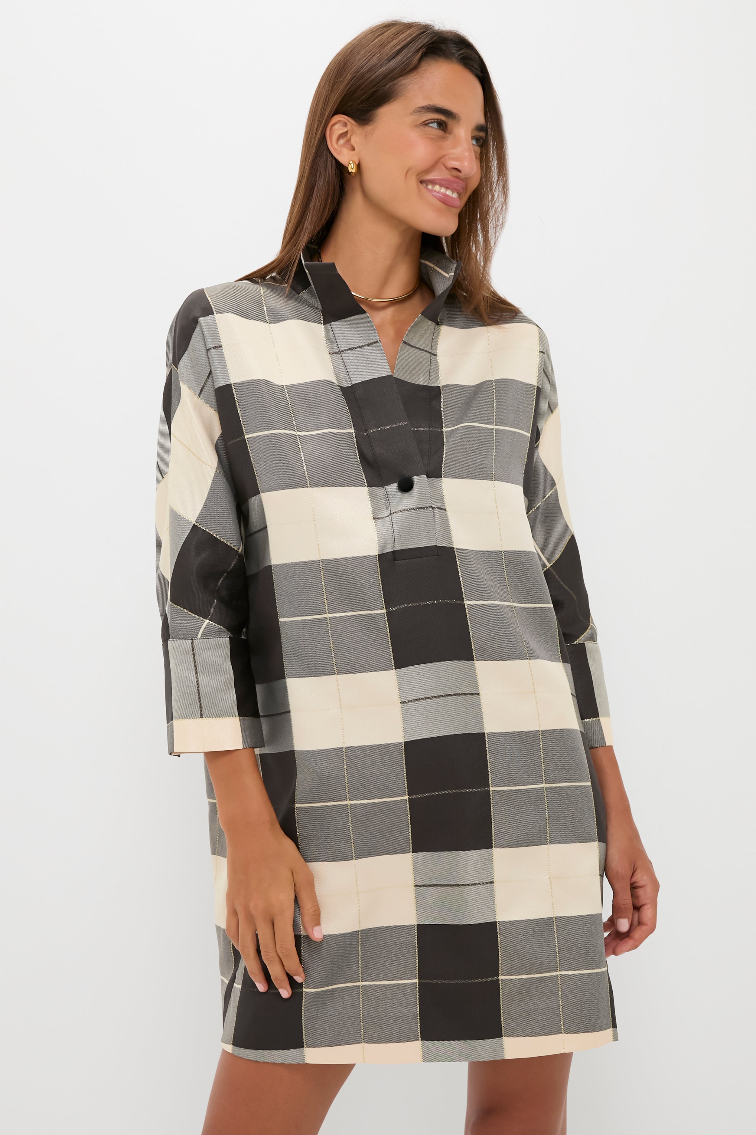 Champagne Problems Plaid Willow Dress-Beilave