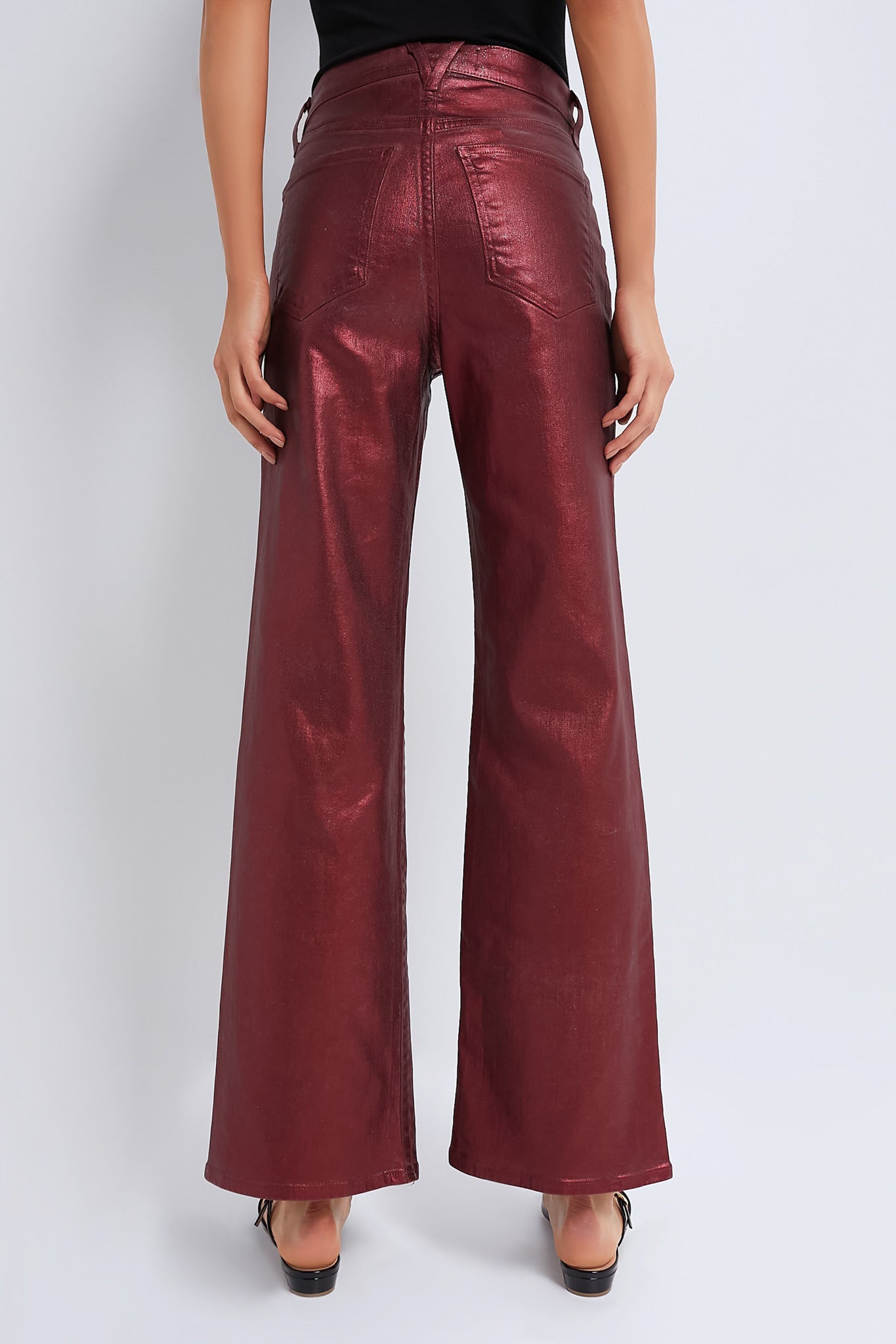 Burgundy Metallic Crosbie Wide Leg-Beilave