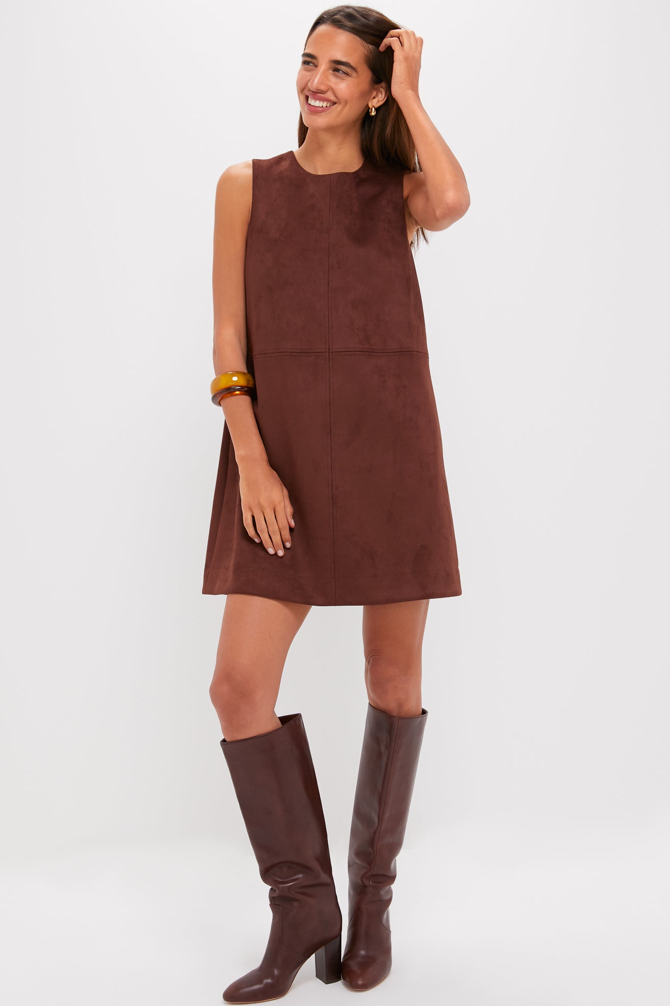 Ganache Vegan Suede Marlowe Dress-Beilave