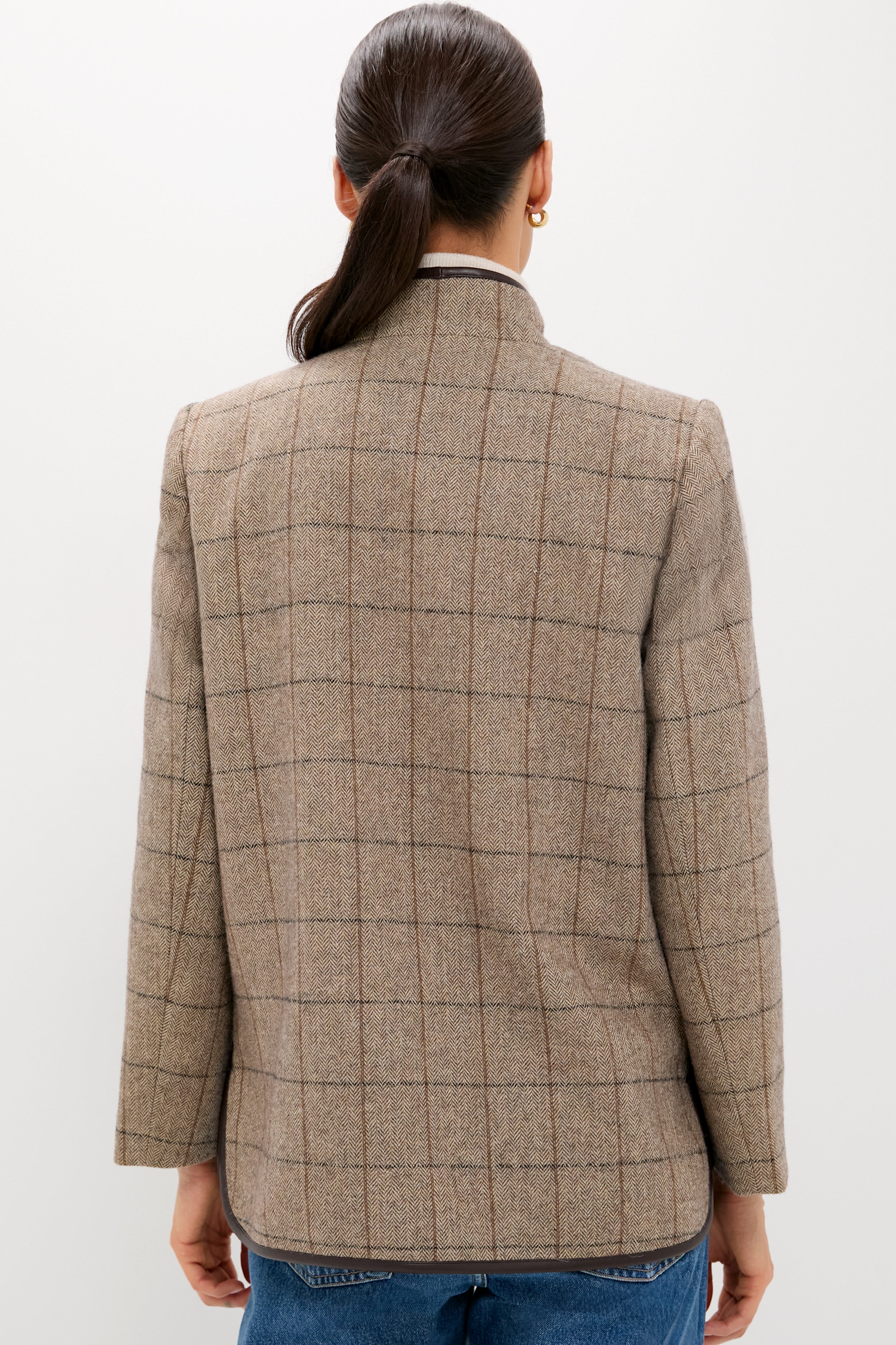 Brown Check Plaid Wool Dalton Jacket-Beilave