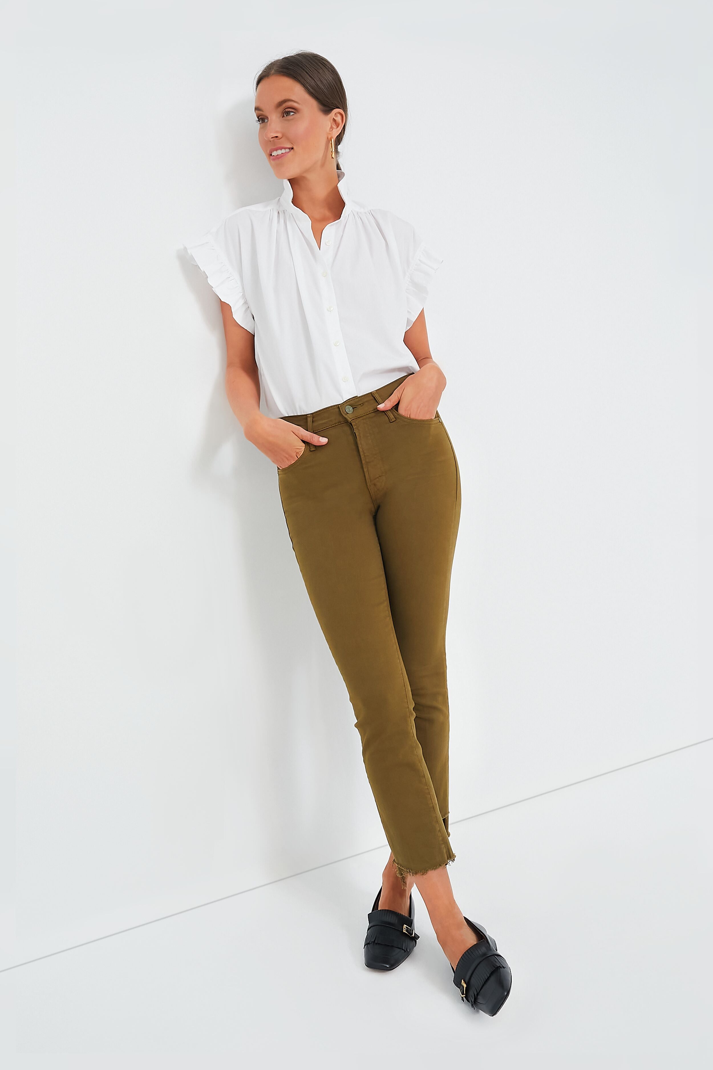 White Marianne B Ruffle Sleeve Shirt-Beilave