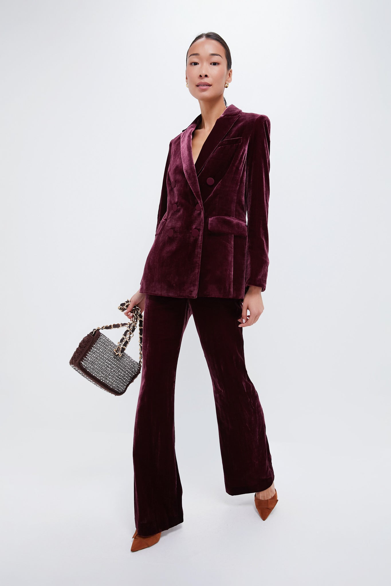 Wine Lebone Velour Pant-Beilave