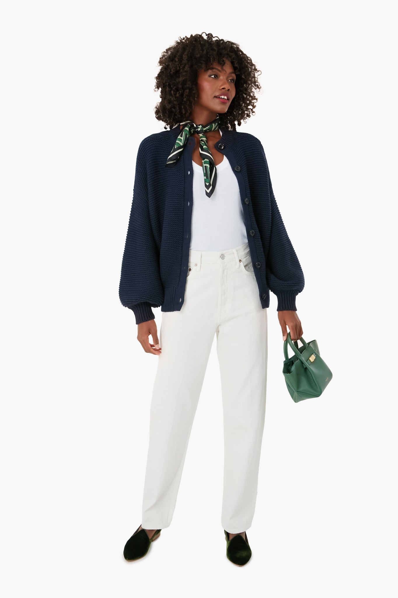 Dark Navy Button Back Crewneck Sweater-Beilave